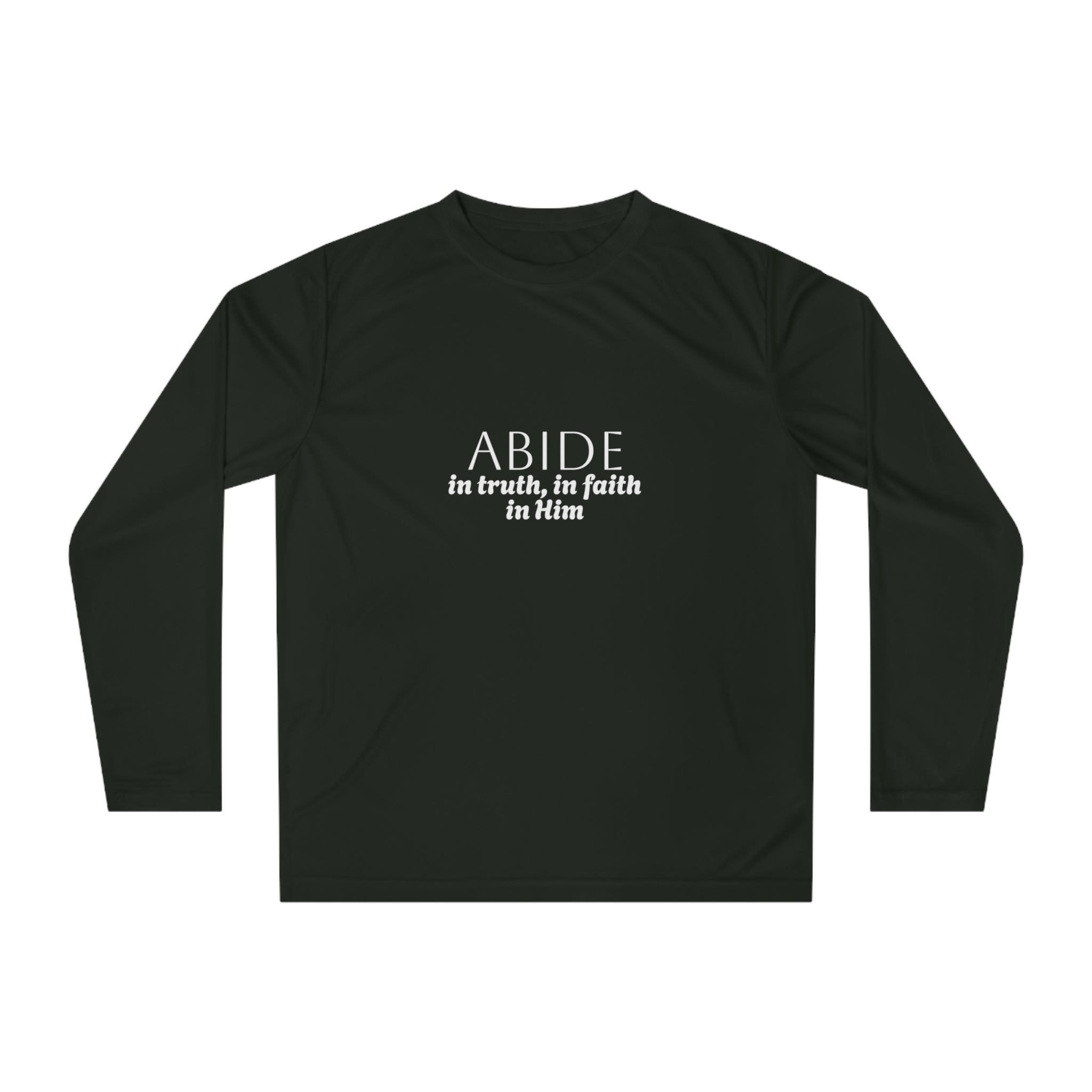 Women’s Long Sleeve Shirt – ABIDE- Charlie Kirk Tribute (3 colors available)