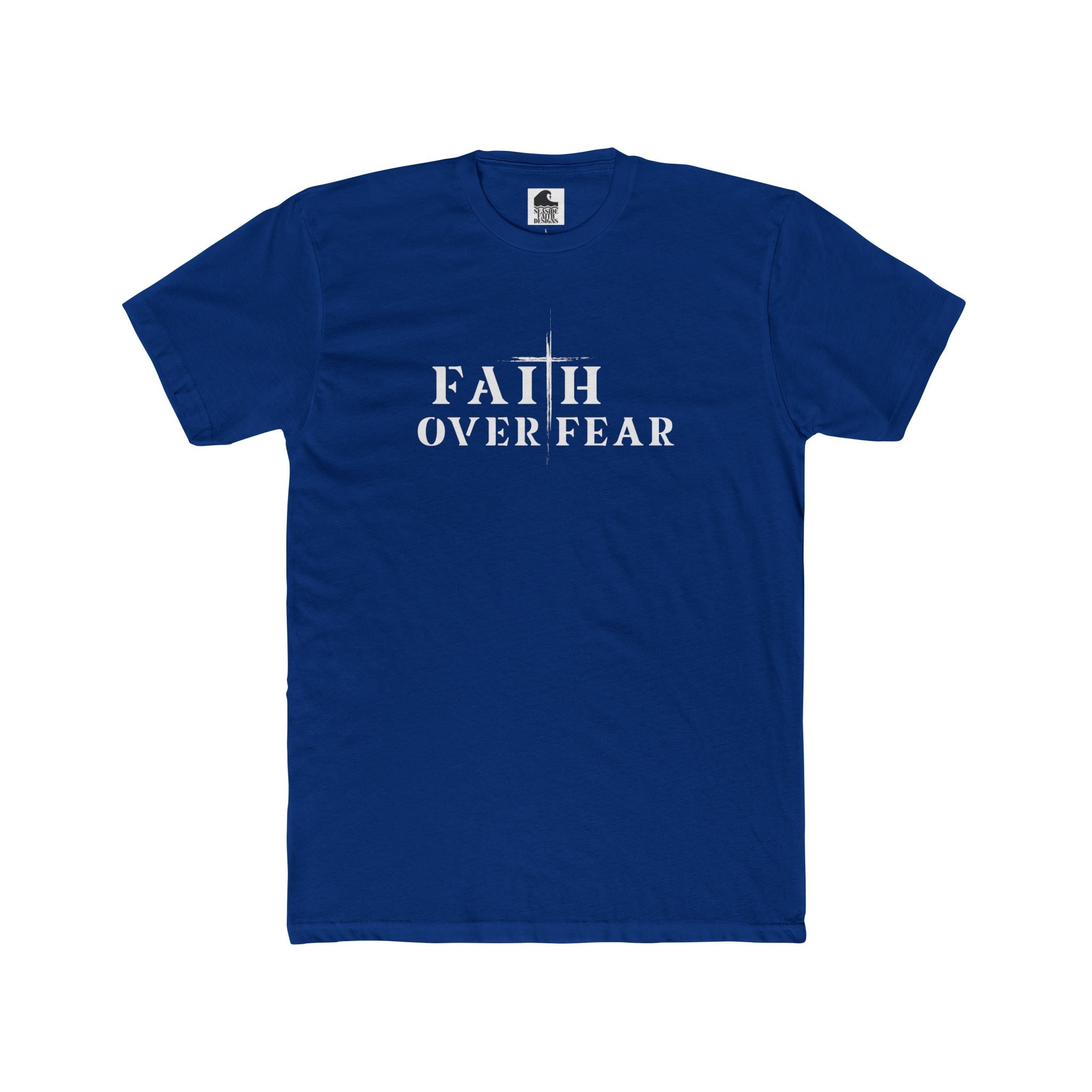 Faith Over Fear – Cotton Crew Tee (13 Colors, White Font)
