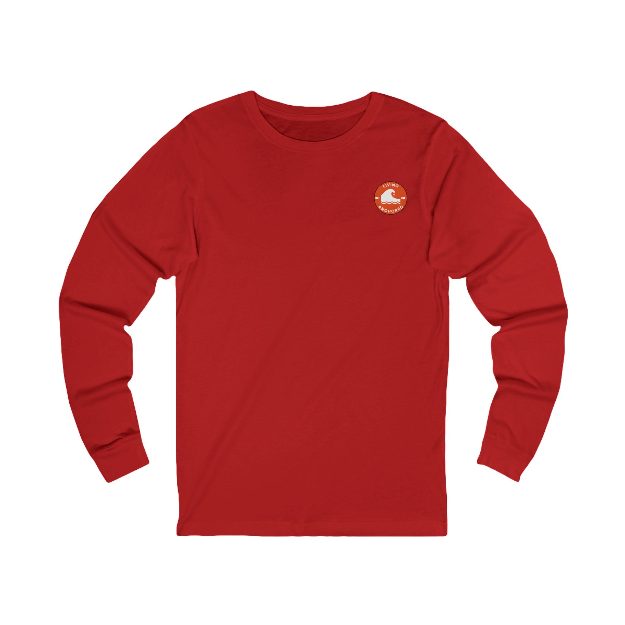 Living Anchored Jersey Long Sleeve Tee – Proverbs 3:5-6 Horse & Lighthouse Design