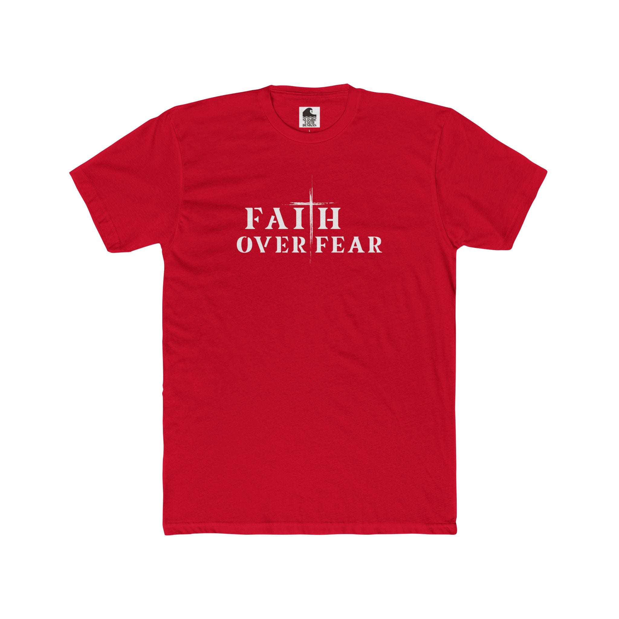 Faith Over Fear – Cotton Crew Tee (13 Colors, White Font)