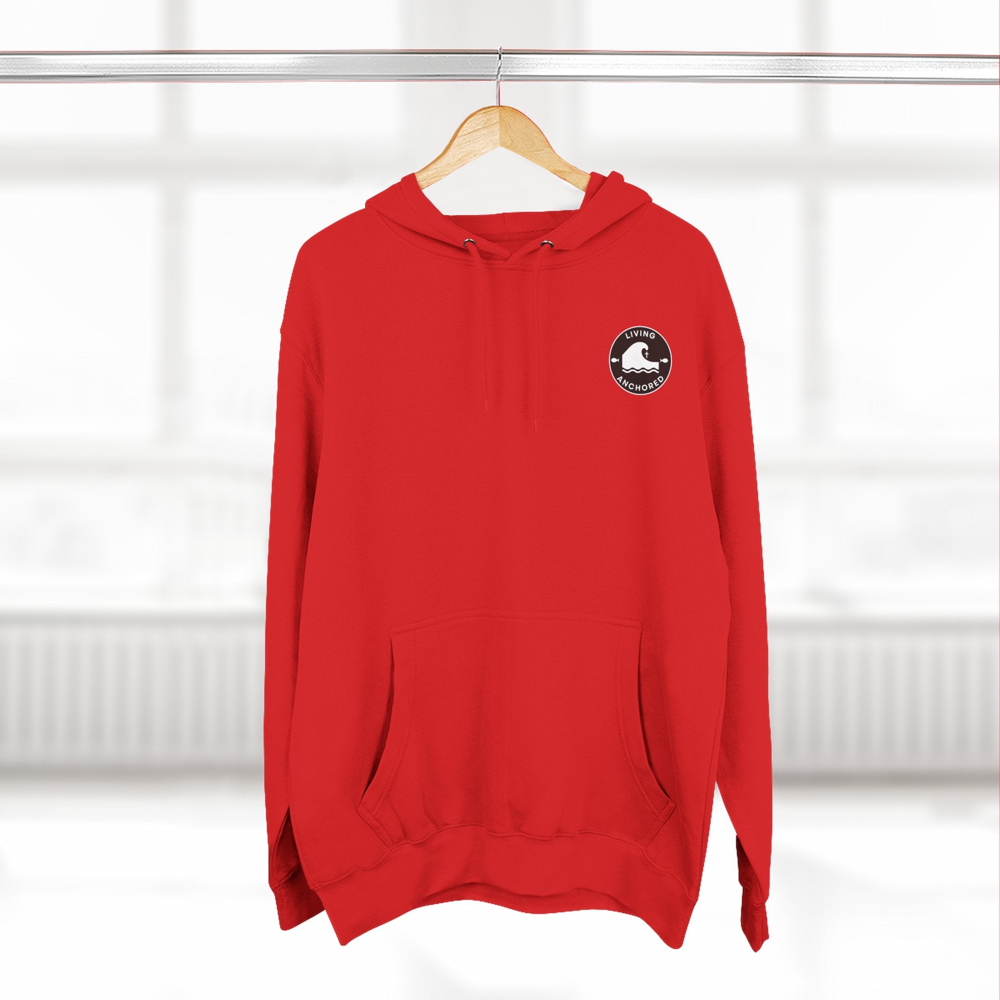 Living Anchored Fleece Hoodie – Fishing Sunset with Psalm 143:8