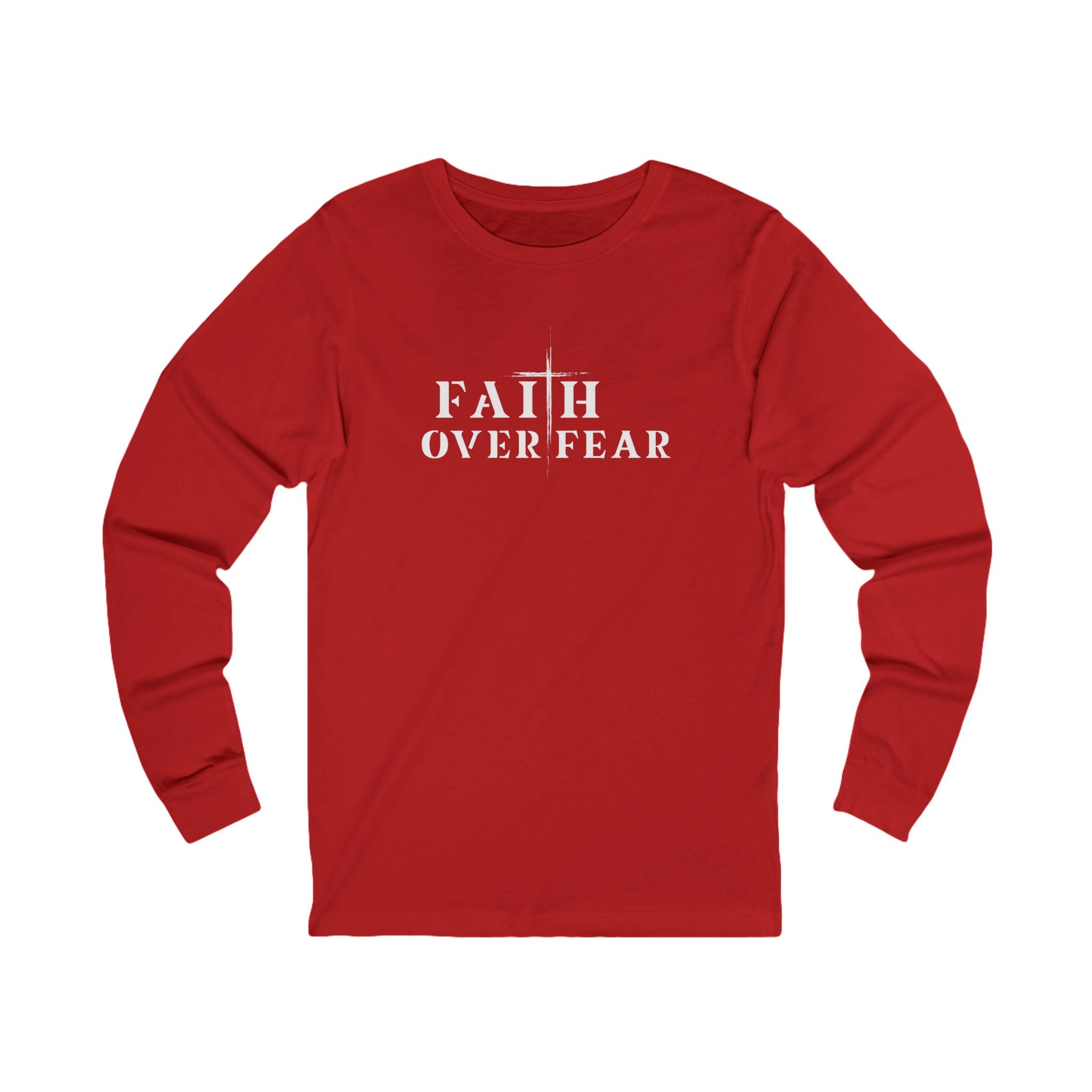 Faith Over Fear Long Sleeve Tee – Proverbs 29:25 (White Font)