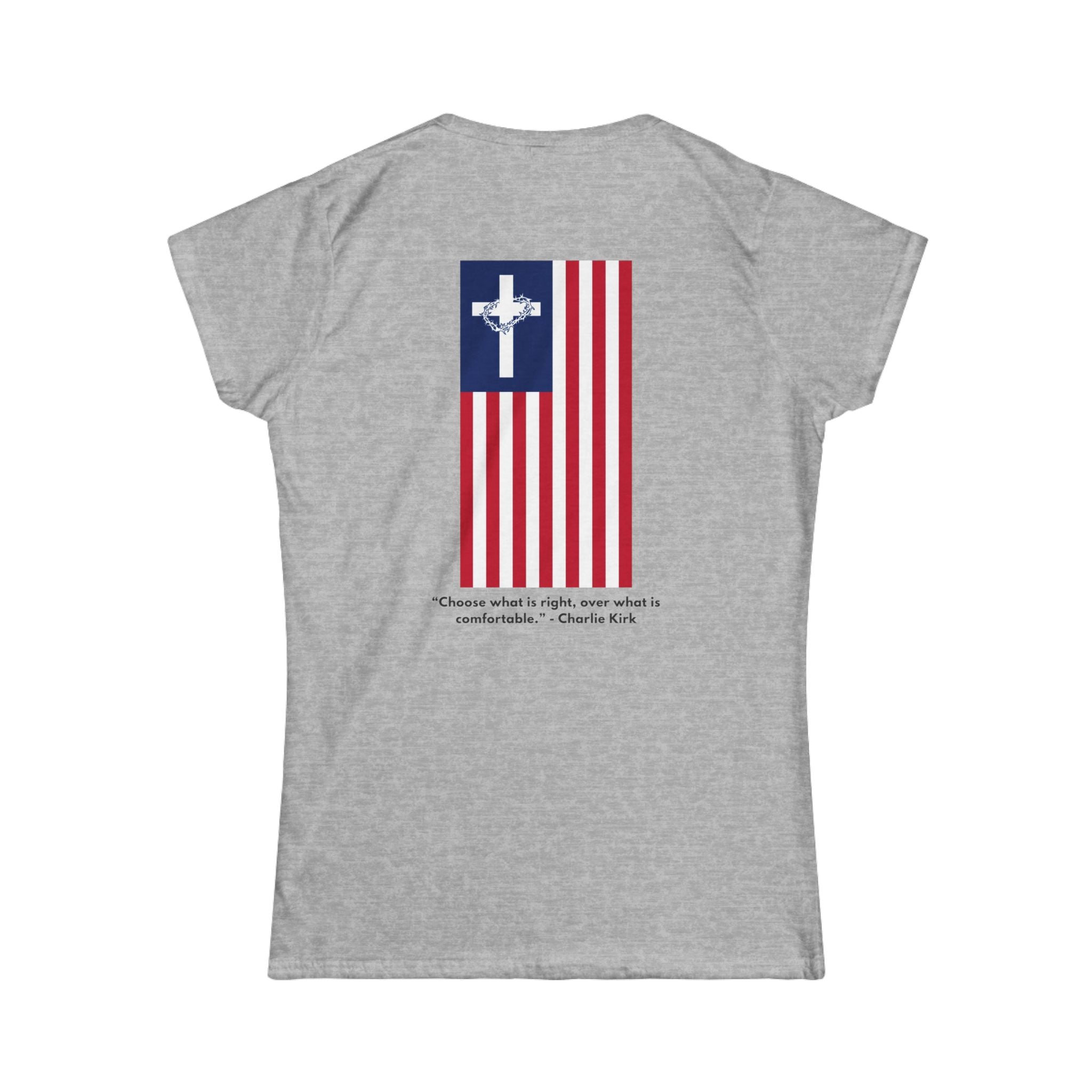 Women’s Softstyle Tee – ABIDE- Charlie Kirk Tribute Shirt (4 colors available)