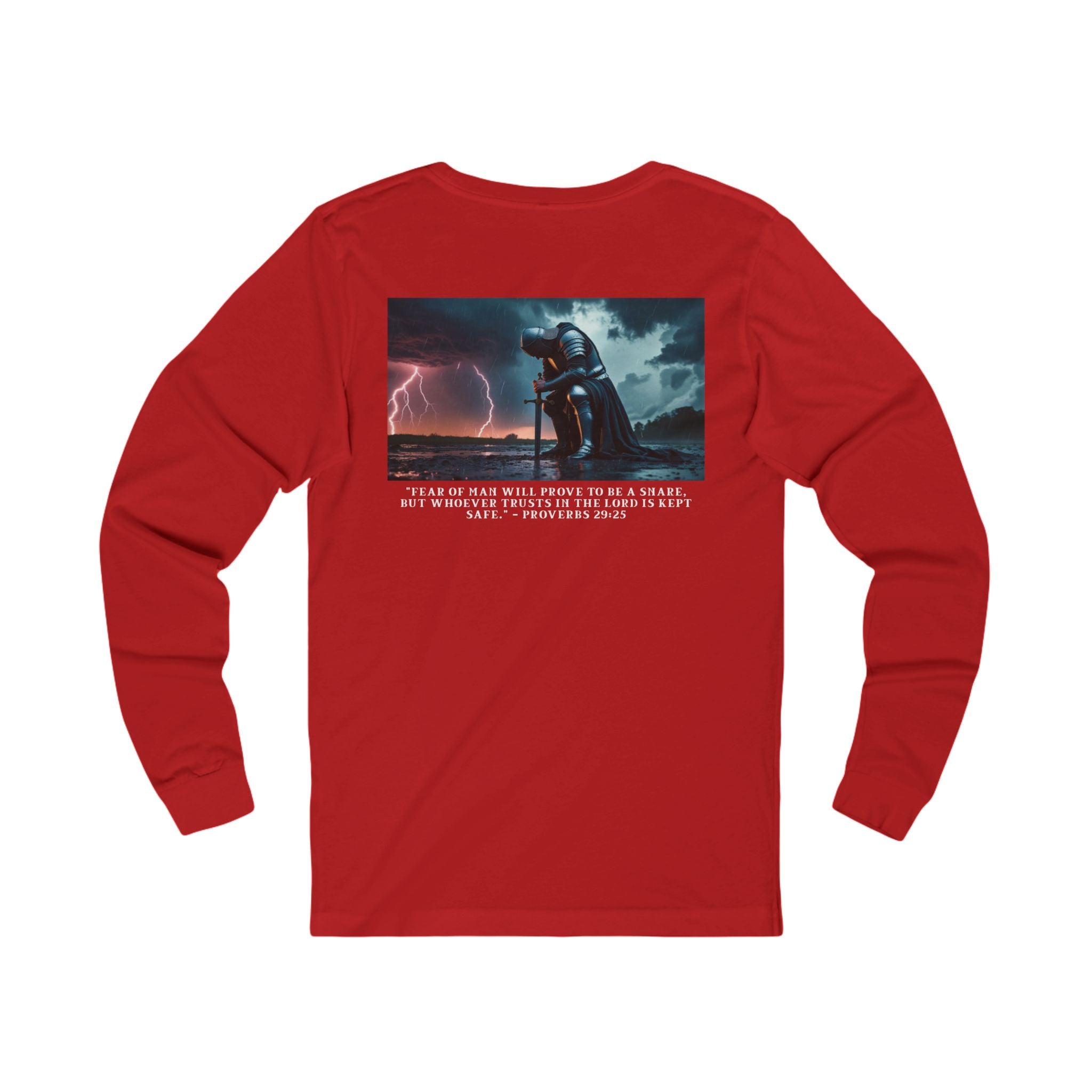 Faith Over Fear Long Sleeve Tee – Proverbs 29:25 (White Font)