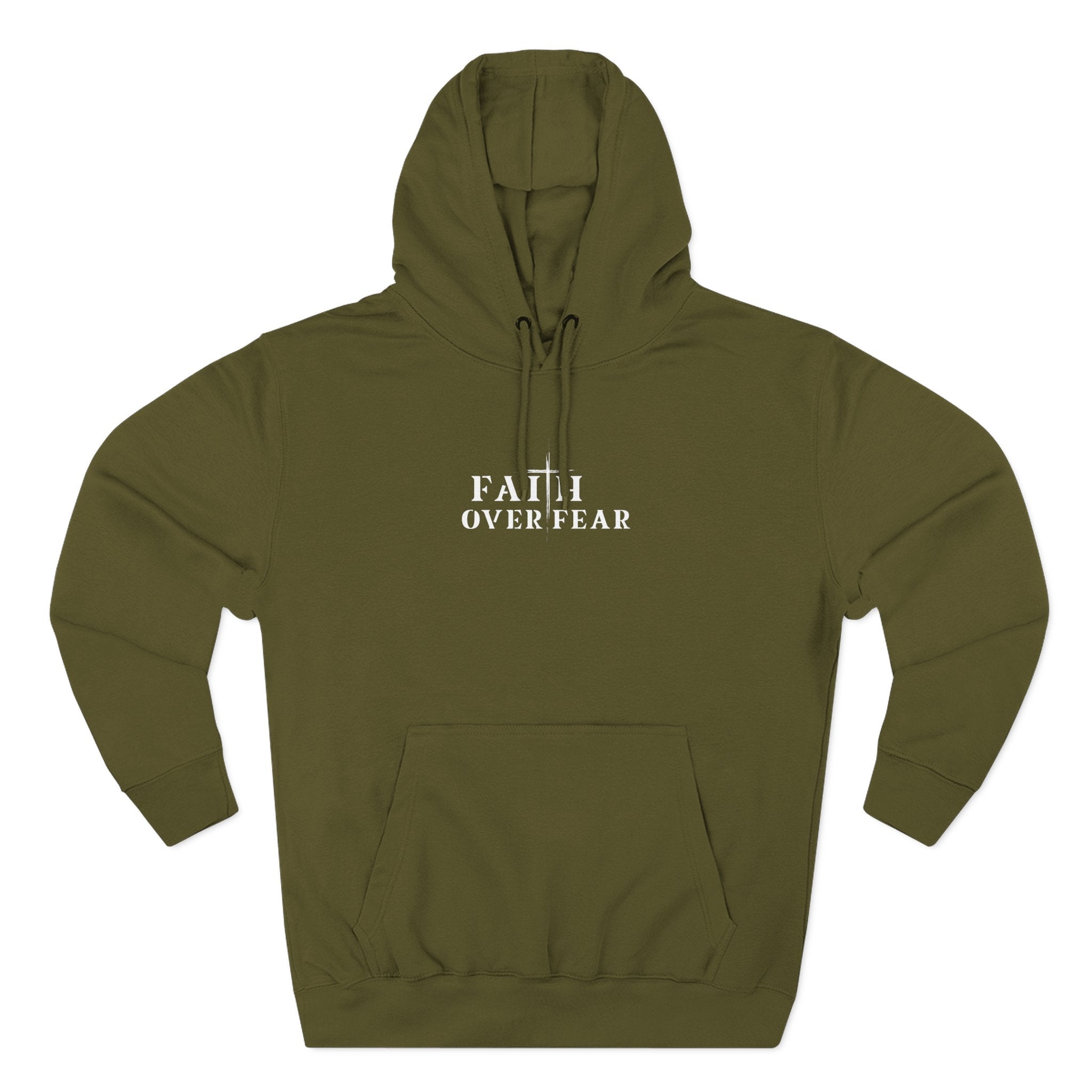 Faith Over Fear Fleece Hoodie – Proverbs 29:25 (white font)