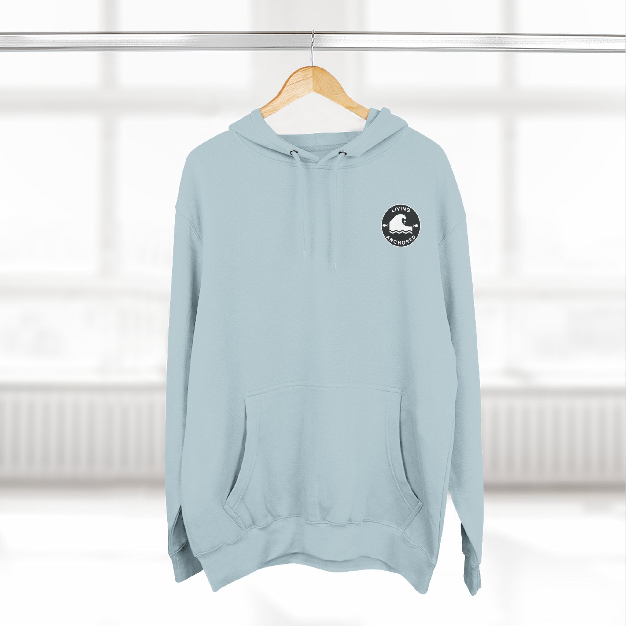 Living Anchored Fleece Hoodie – Fishing Sunset with Psalm 143:8