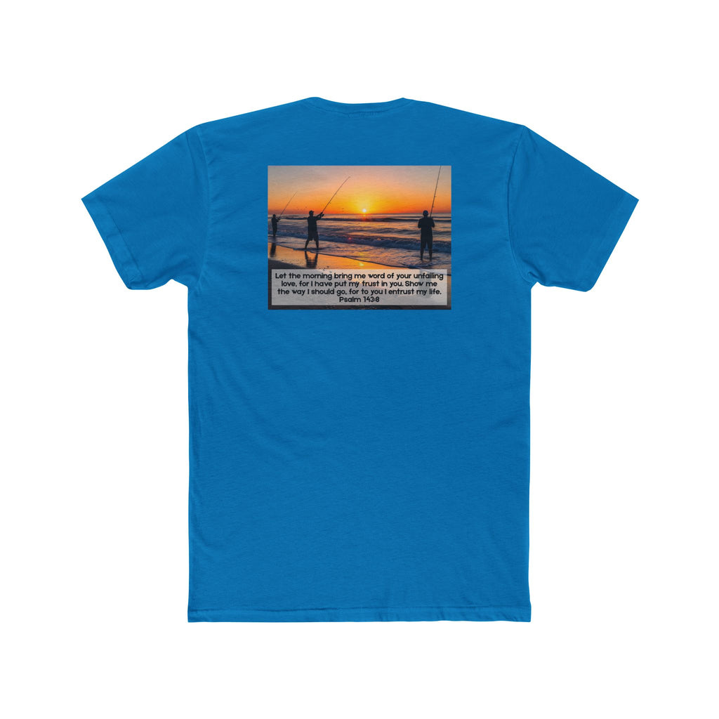 Cotton Crew Tee – Fishing at Sunset (Psalm 143:8)