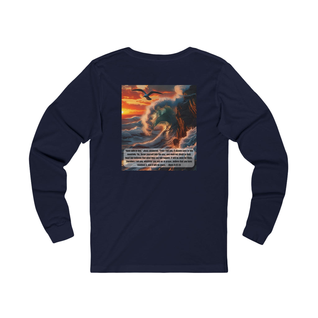 Living Anchored Jersey Long Sleeve Tee – Bird & Wave with Mark 11:22-24