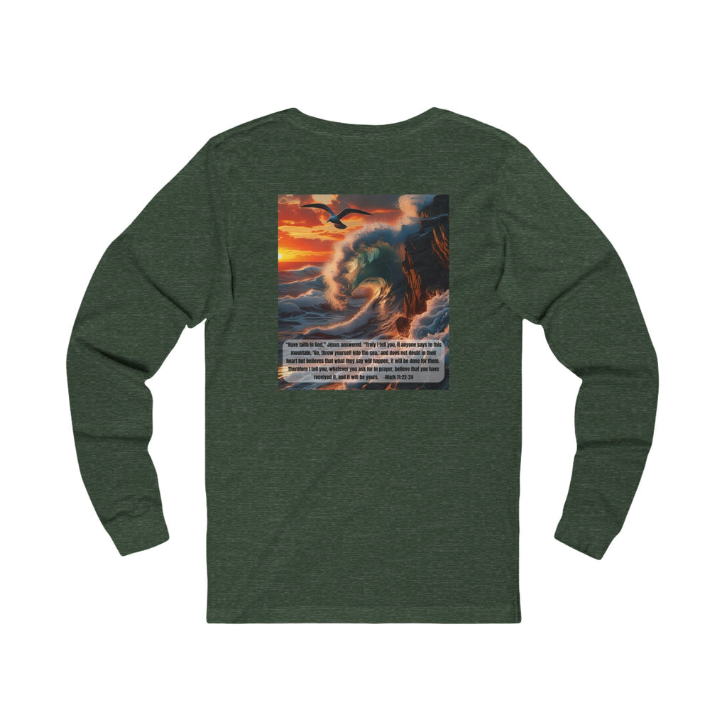 Living Anchored Jersey Long Sleeve Tee – Bird & Wave with Mark 11:22-24