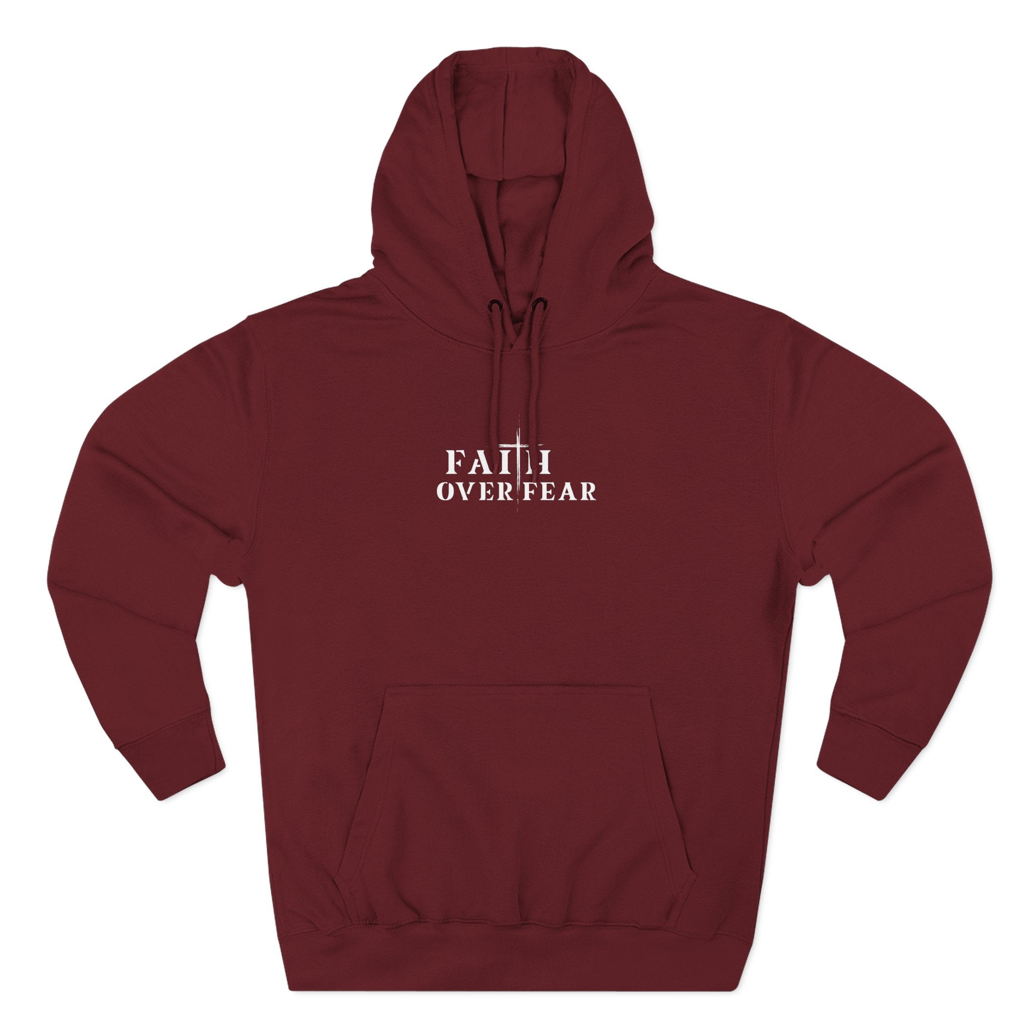 Faith Over Fear Fleece Hoodie – Proverbs 29:25 (white font)