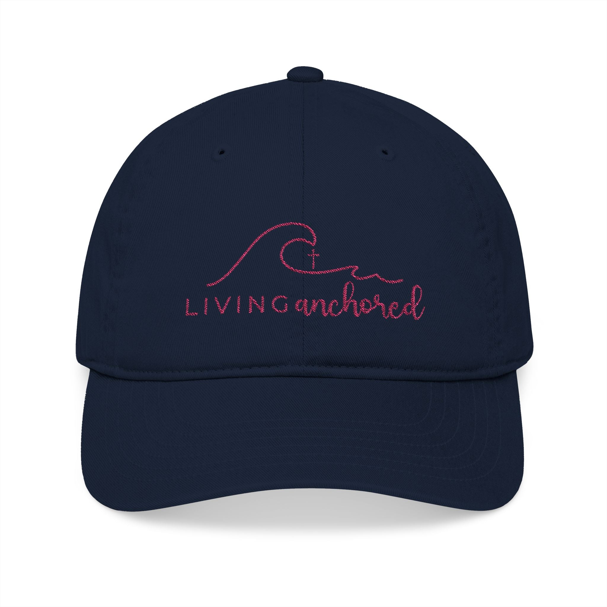Living Anchored Organic Baseball Cap – Pink Thread Edition