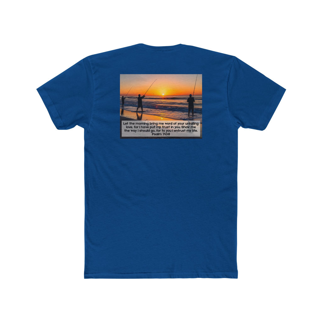 Cotton Crew Tee – Fishing at Sunset (Psalm 143:8)