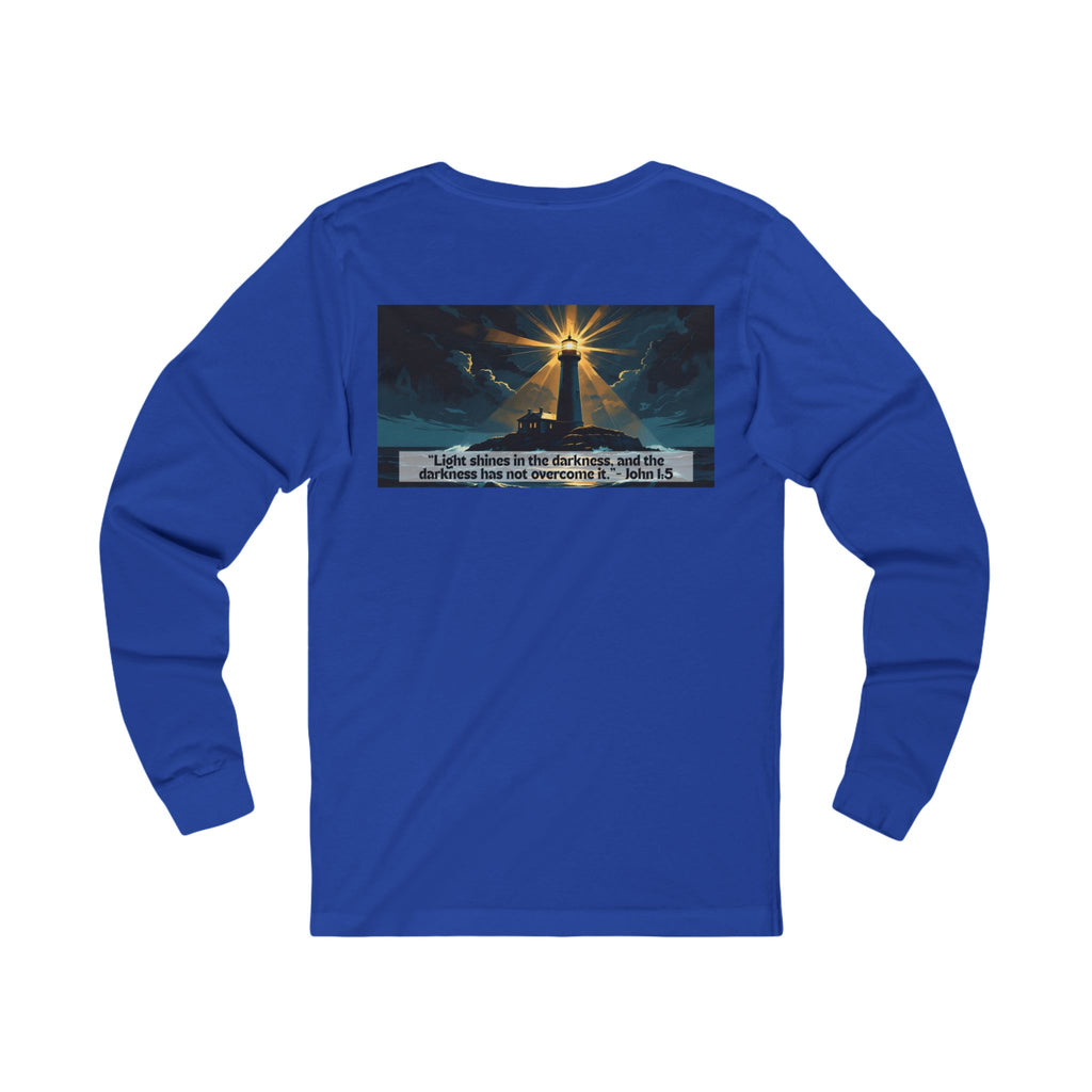 Living Anchored Jersey Long Sleeve Tee – Lighthouse (John 1:5)