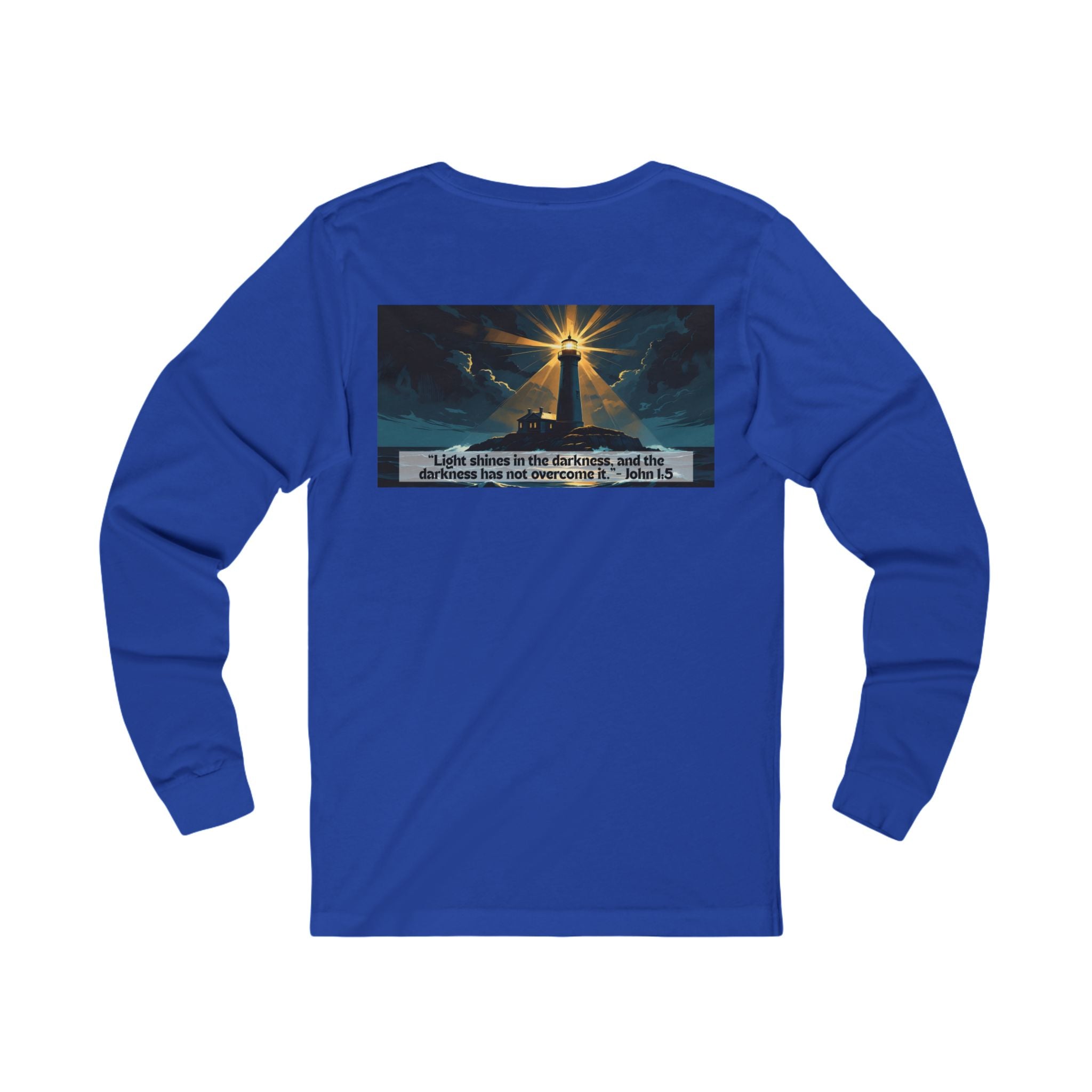 Living Anchored Jersey Long Sleeve Tee – Lighthouse (John 1:5)