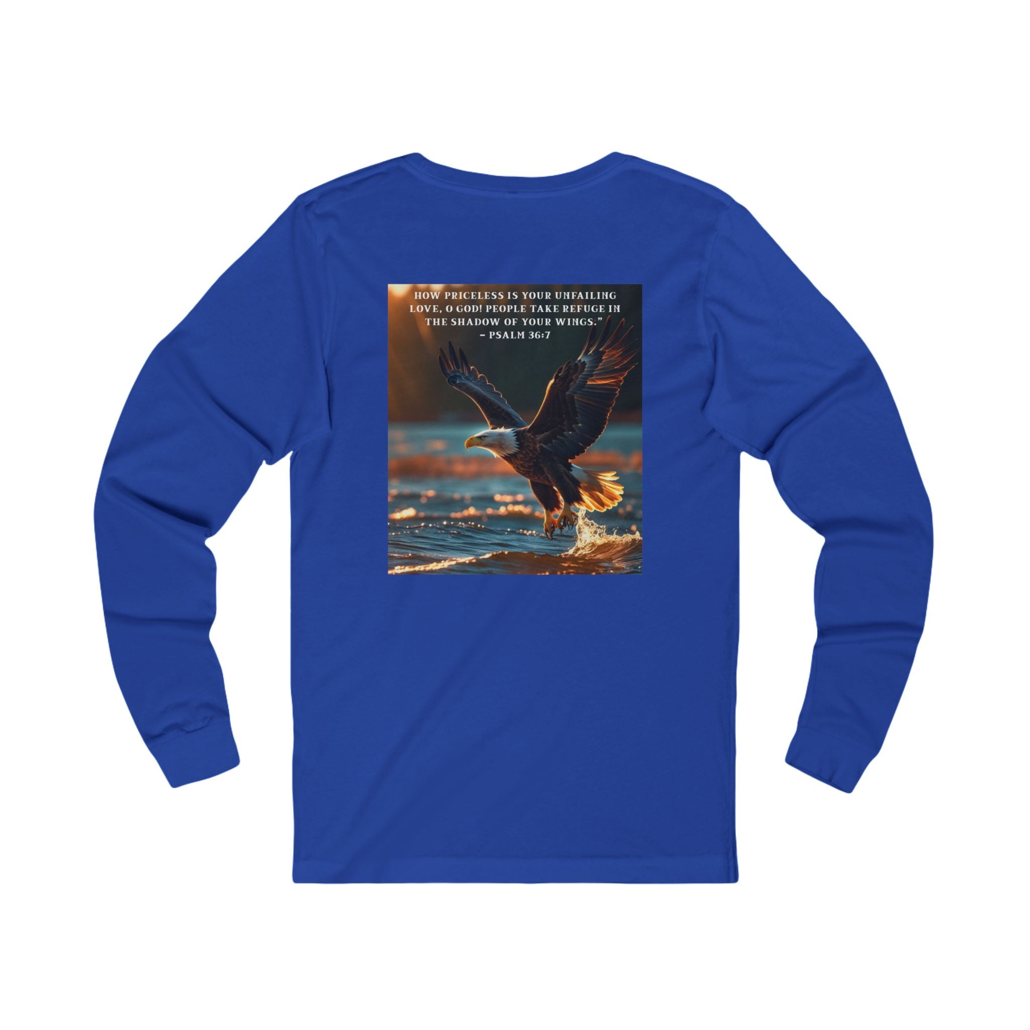 Living Anchored – Eagle & Psalm 36:7 Jersey Long Sleeve Tee 1