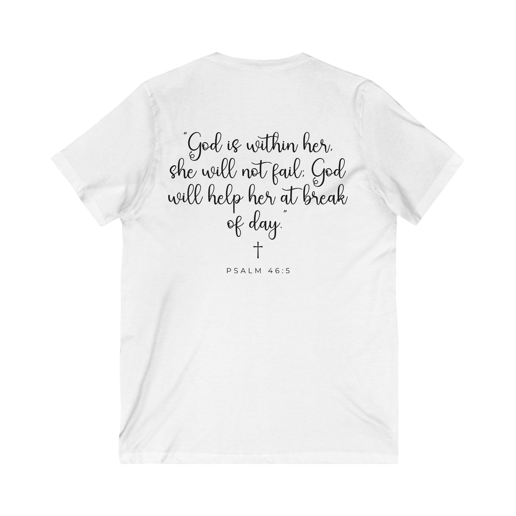 Living Anchored | V-Neck Tee with Psalm 46:5