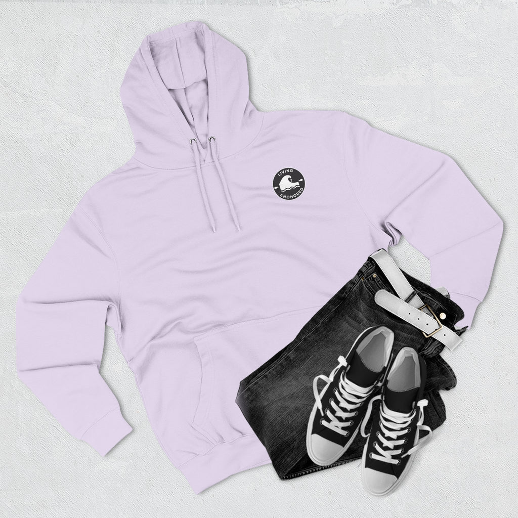 Living Anchored Fleece Hoodie – Fishing Sunset with Psalm 143:8