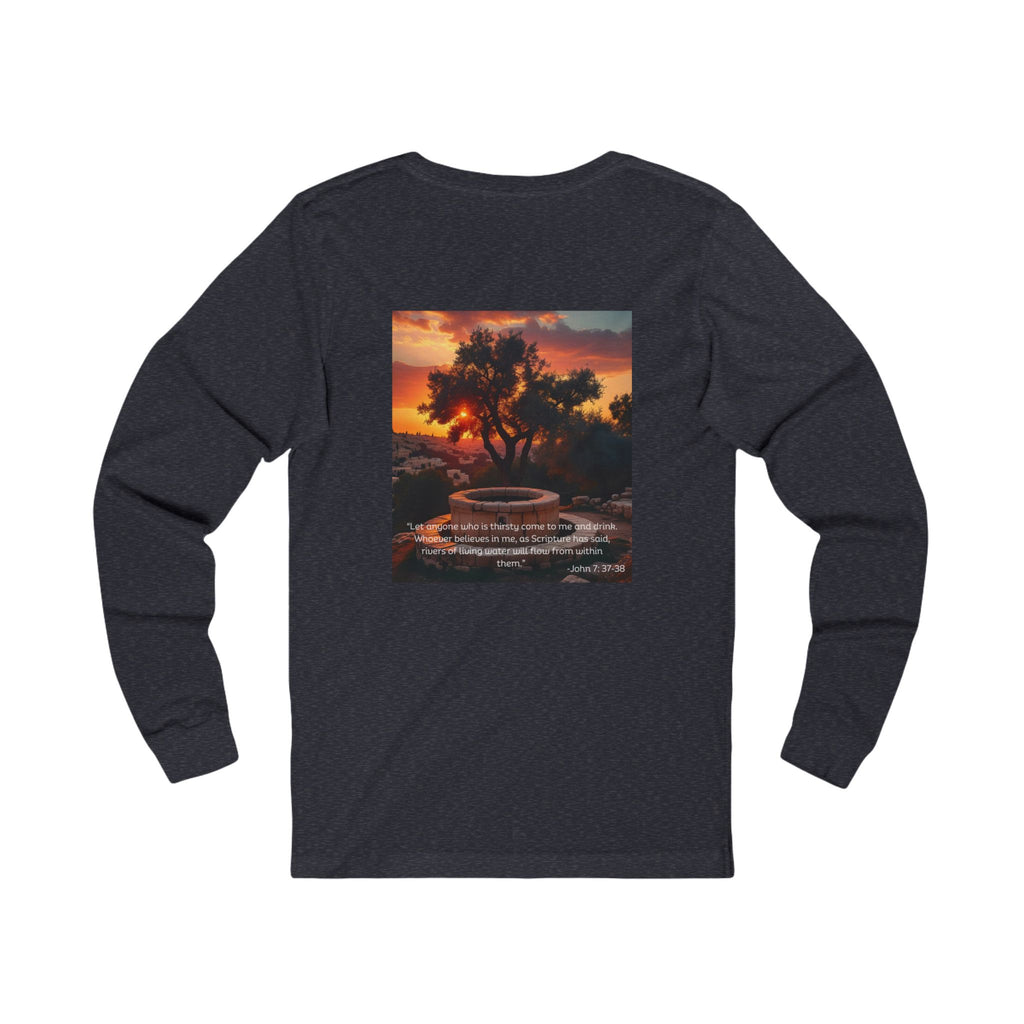 Living Anchored Jersey Long Sleeve Tee – Well at Sunset (John 7:37-38)