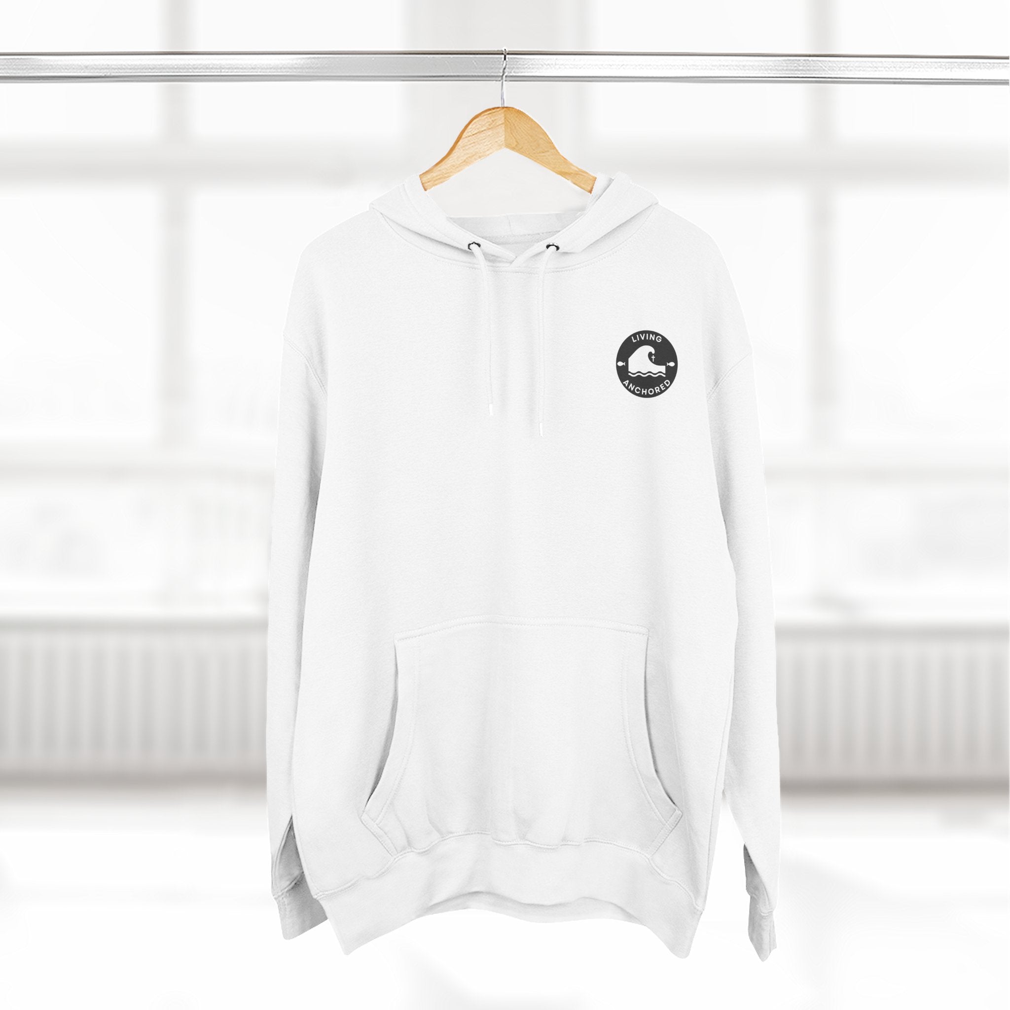 Living Anchored Fleece Hoodie – Fishing Sunset with Psalm 143:8