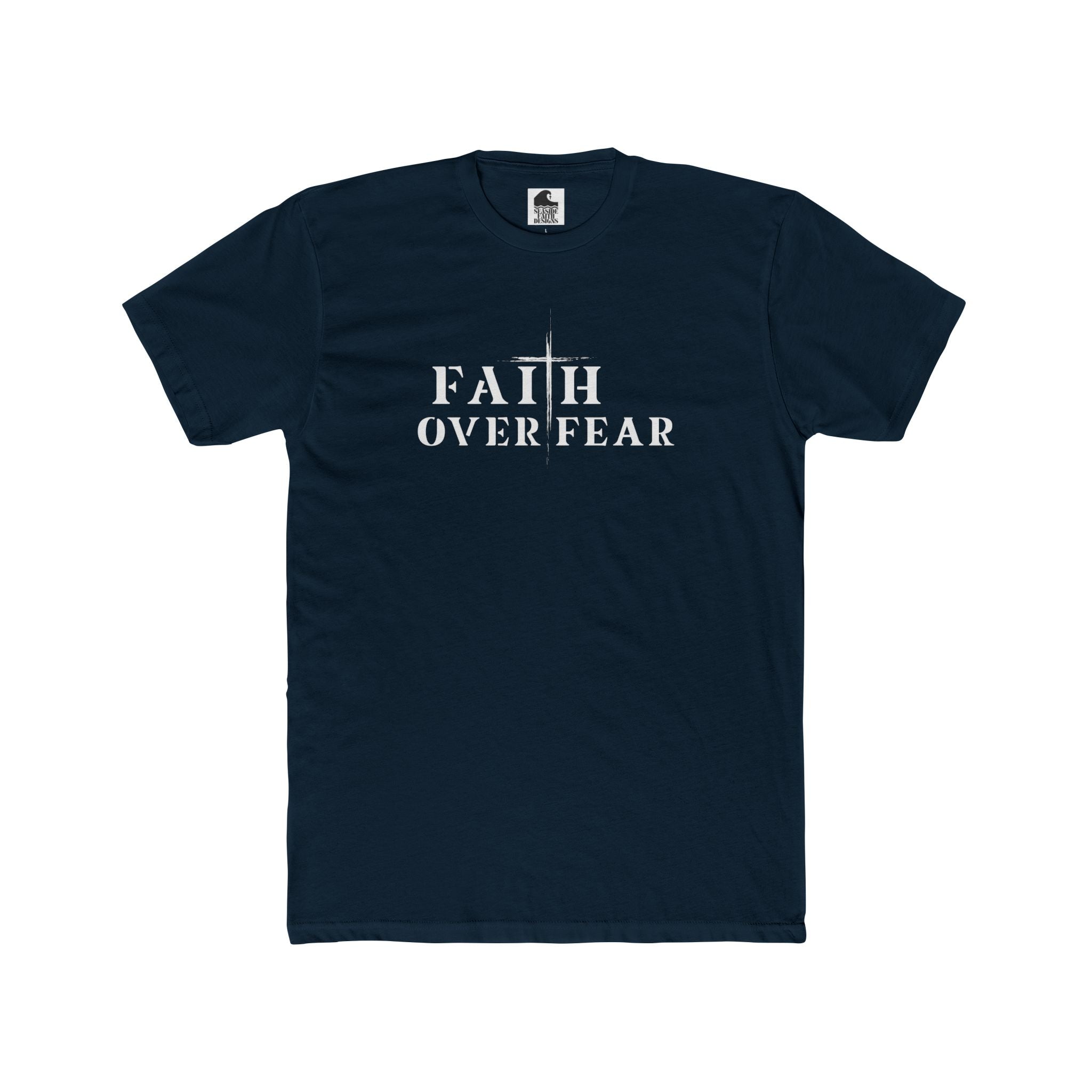 Faith Over Fear – Cotton Crew Tee (13 Colors, White Font)