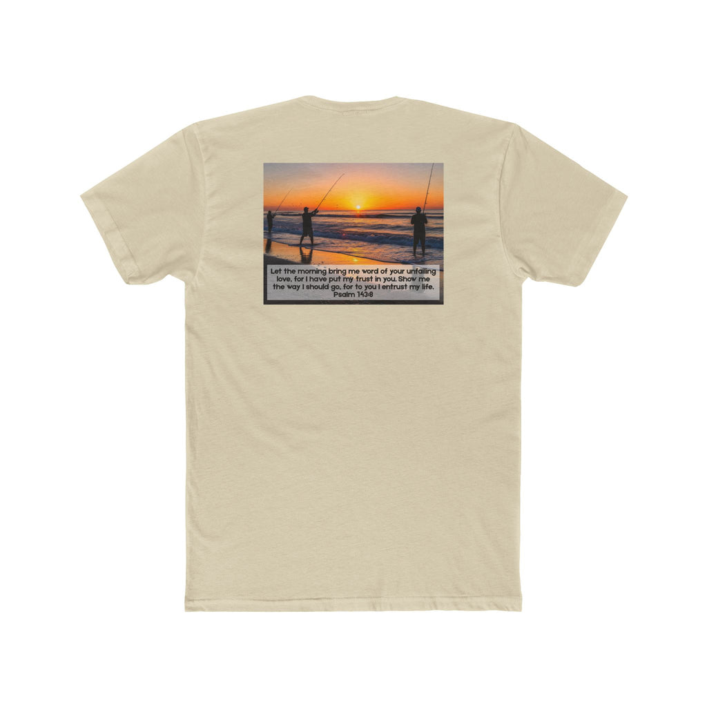 Cotton Crew Tee – Fishing at Sunset (Psalm 143:8)
