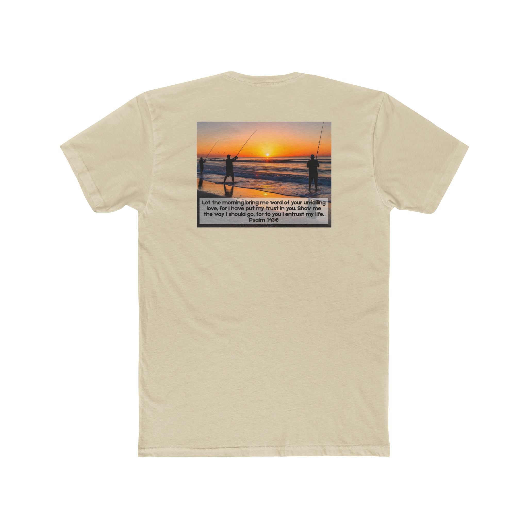 Cotton Crew Tee – Fishing at Sunset (Psalm 143:8)