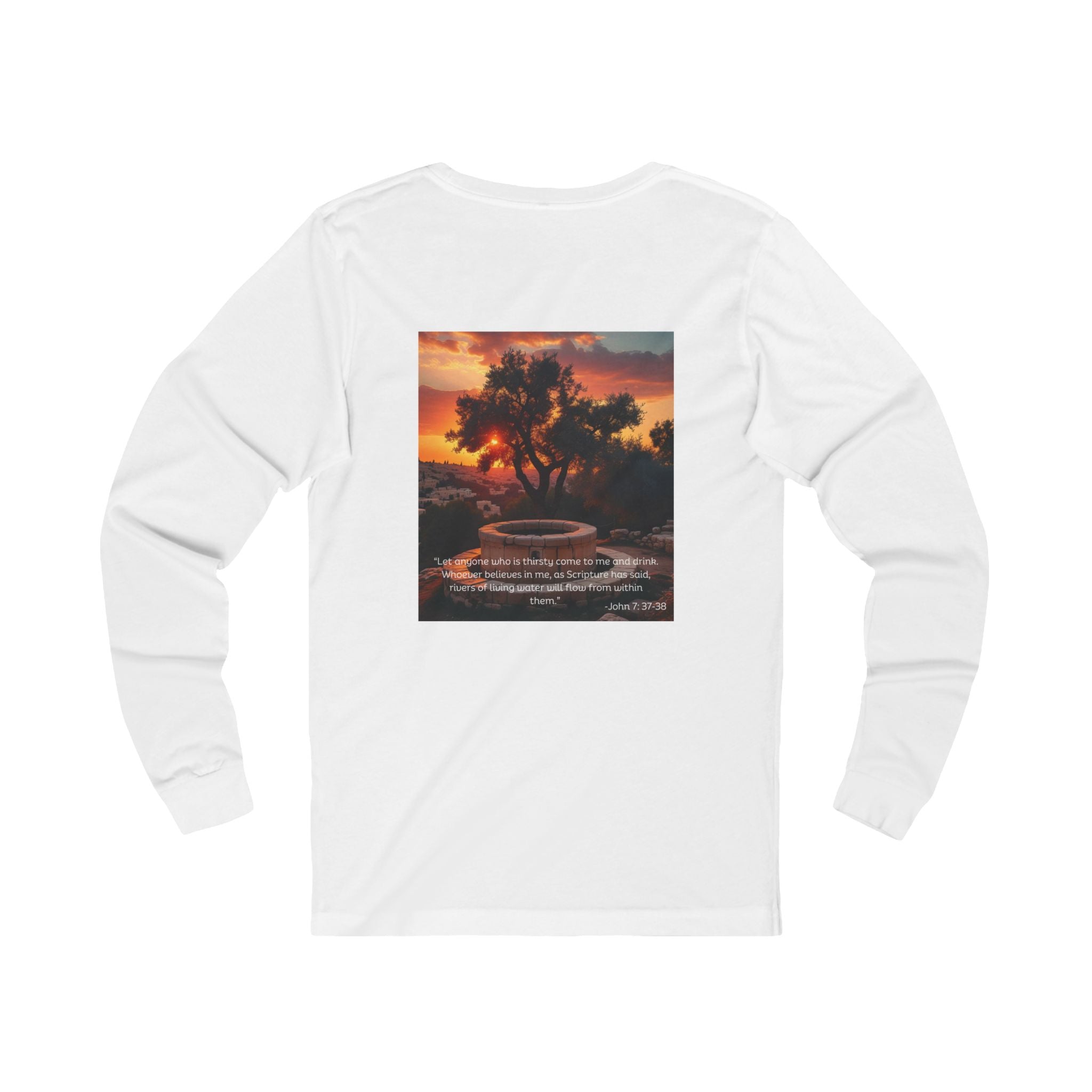 Living Anchored Jersey Long Sleeve Tee – Well at Sunset (John 7:37-38)