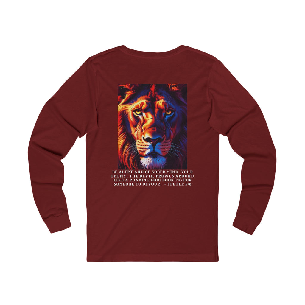 Bold Lion Faith Long Sleeve Tee – 1 Peter 5:8