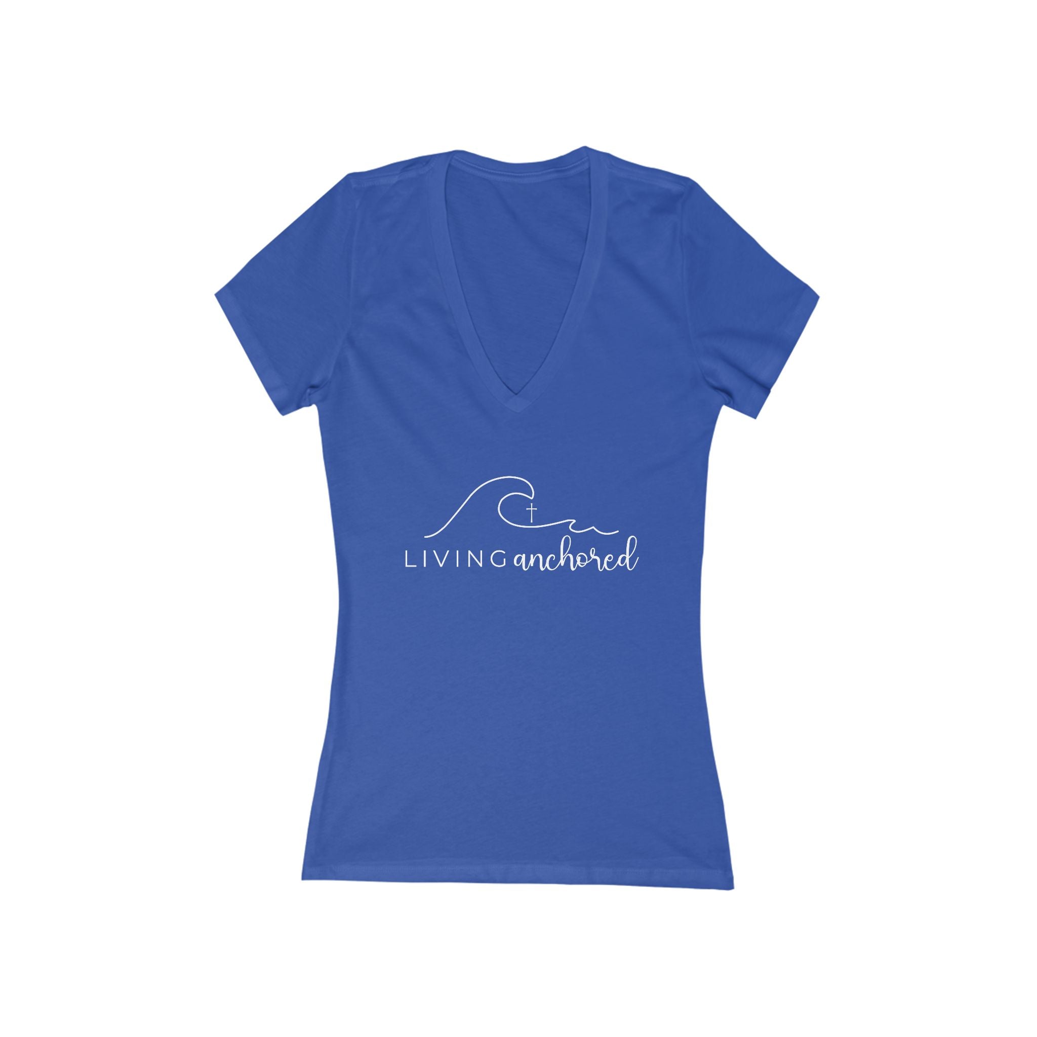 Living Anchored – Women’s Deep V-Neck Tee (5 Color Options)