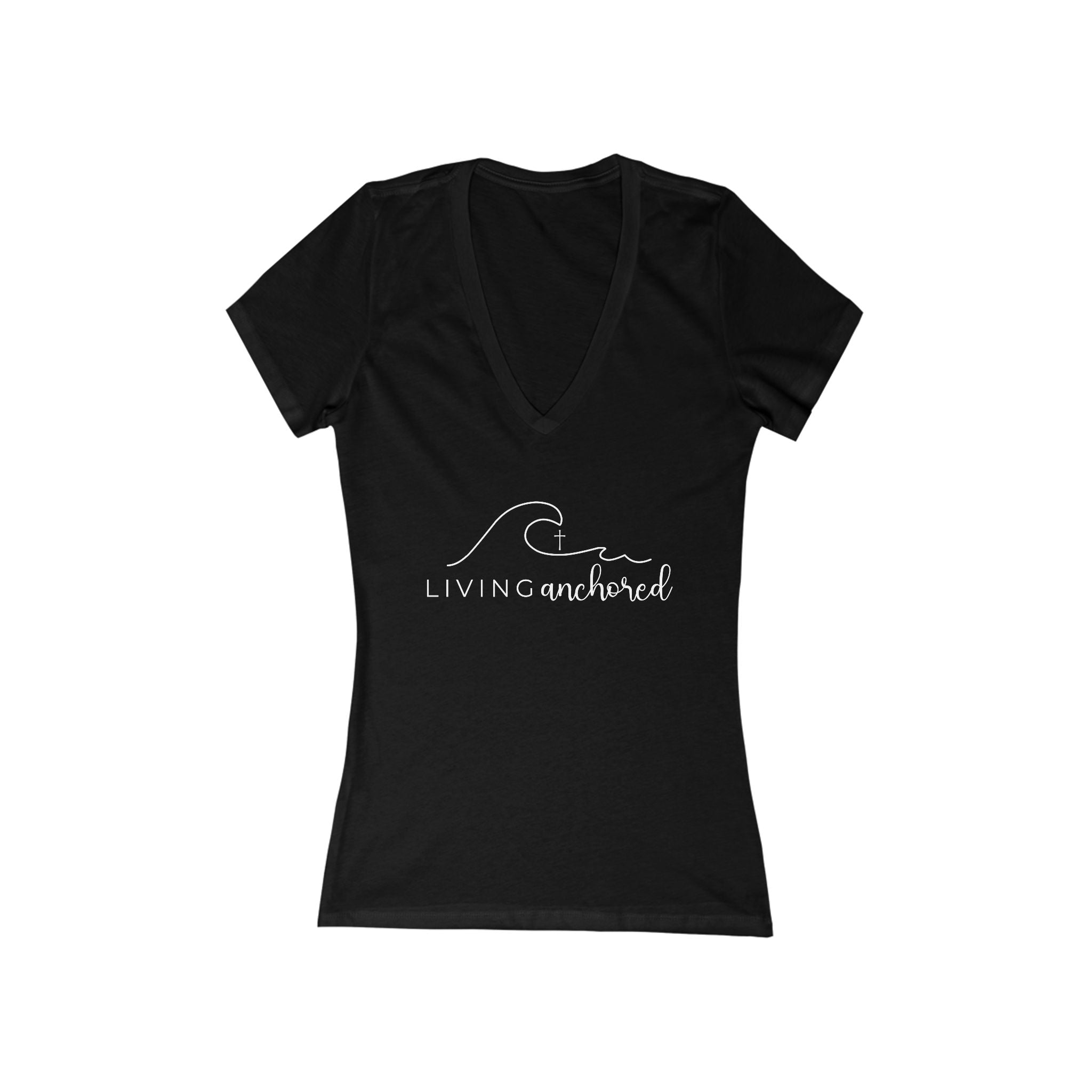 Living Anchored – Women’s Deep V-Neck Tee (5 Color Options)