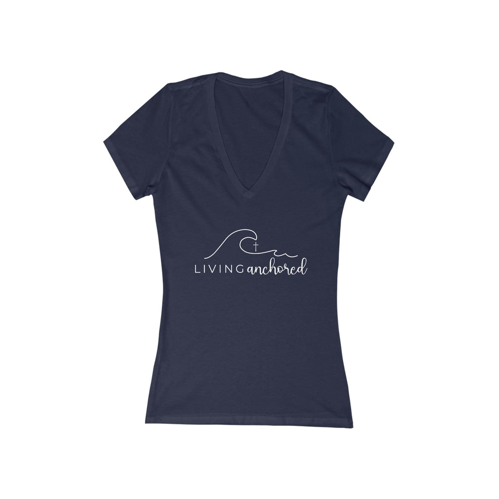 Living Anchored – Women’s Deep V-Neck Tee (5 Color Options)