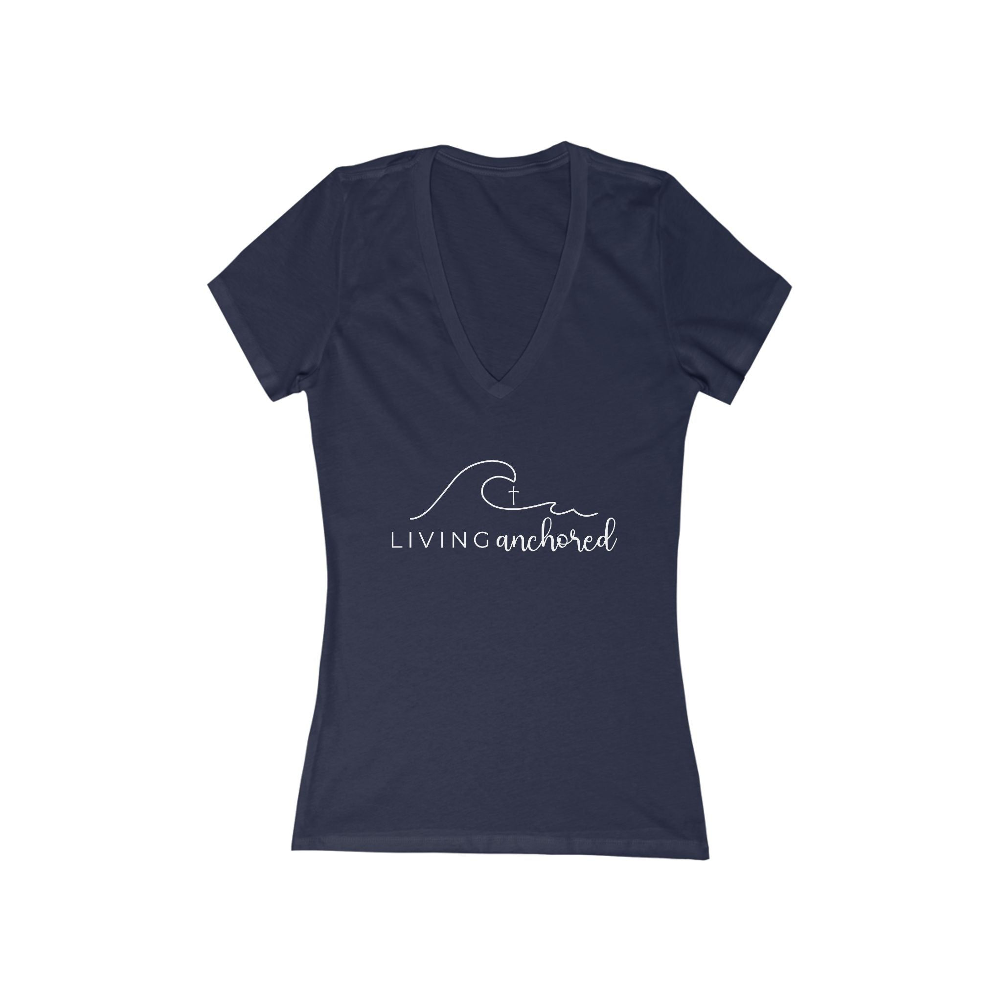 Living Anchored – Women’s Deep V-Neck Tee (5 Color Options)