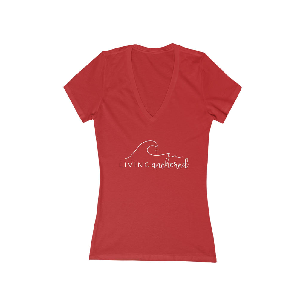 Living Anchored – Women’s Deep V-Neck Tee (5 Color Options)