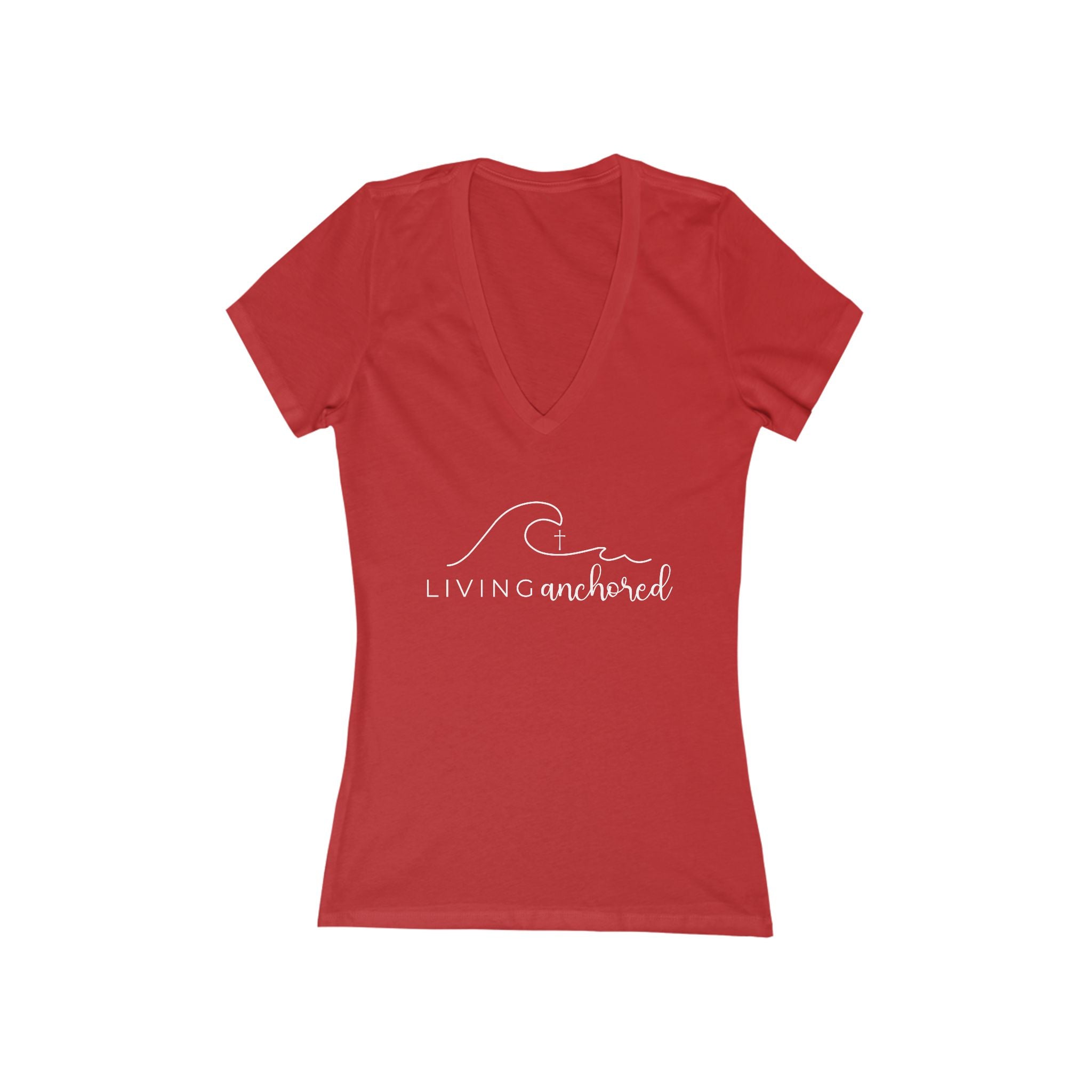 Living Anchored – Women’s Deep V-Neck Tee (5 Color Options)