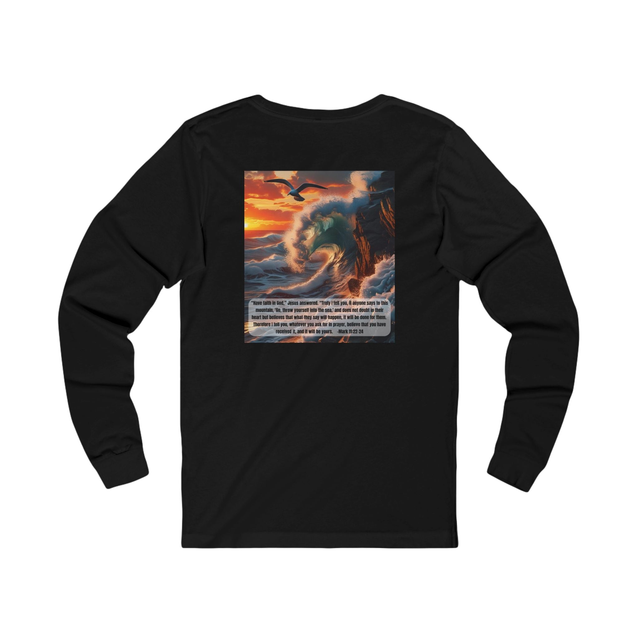 Living Anchored Jersey Long Sleeve Tee – Bird & Wave with Mark 11:22-24