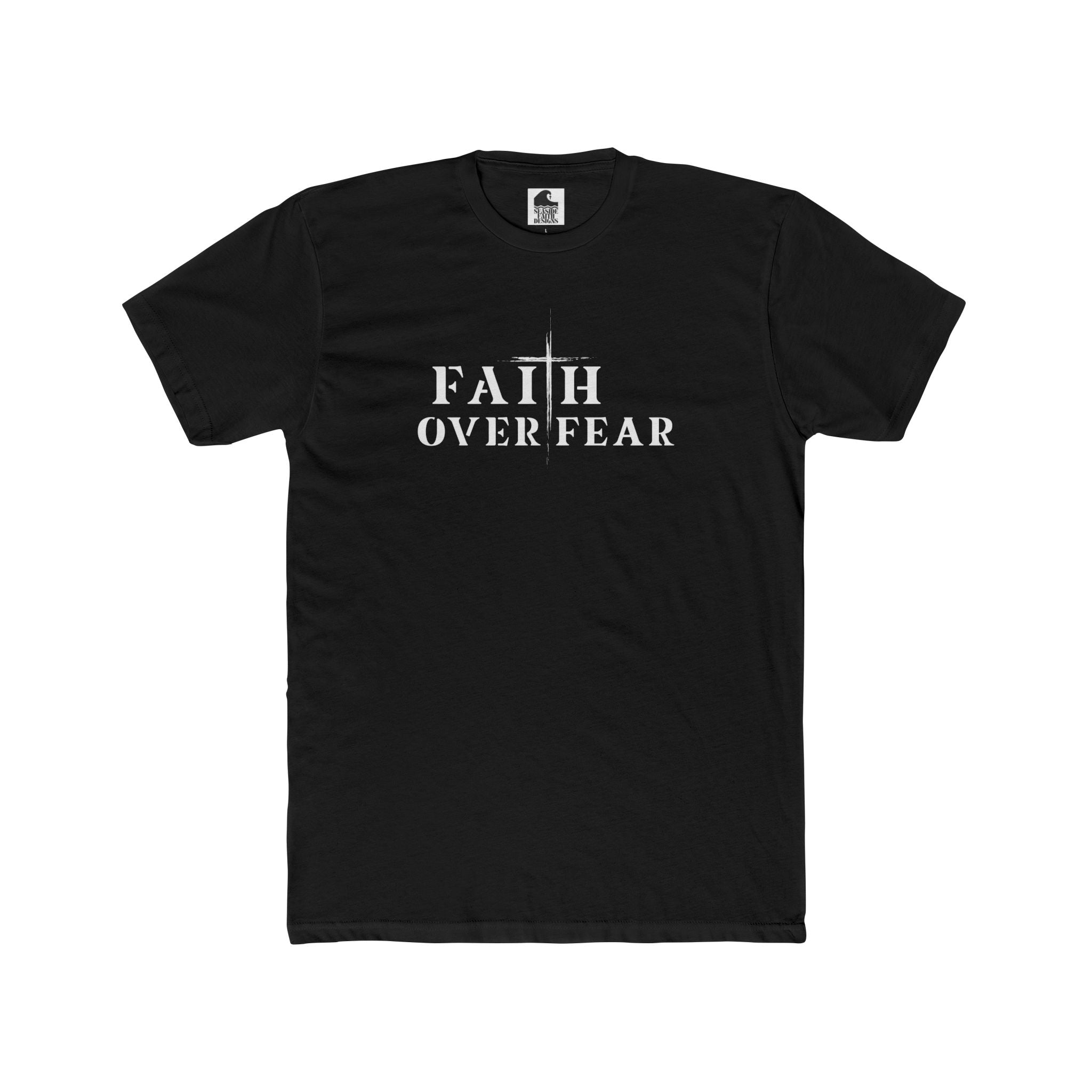 Faith Over Fear – Cotton Crew Tee (13 Colors, White Font)