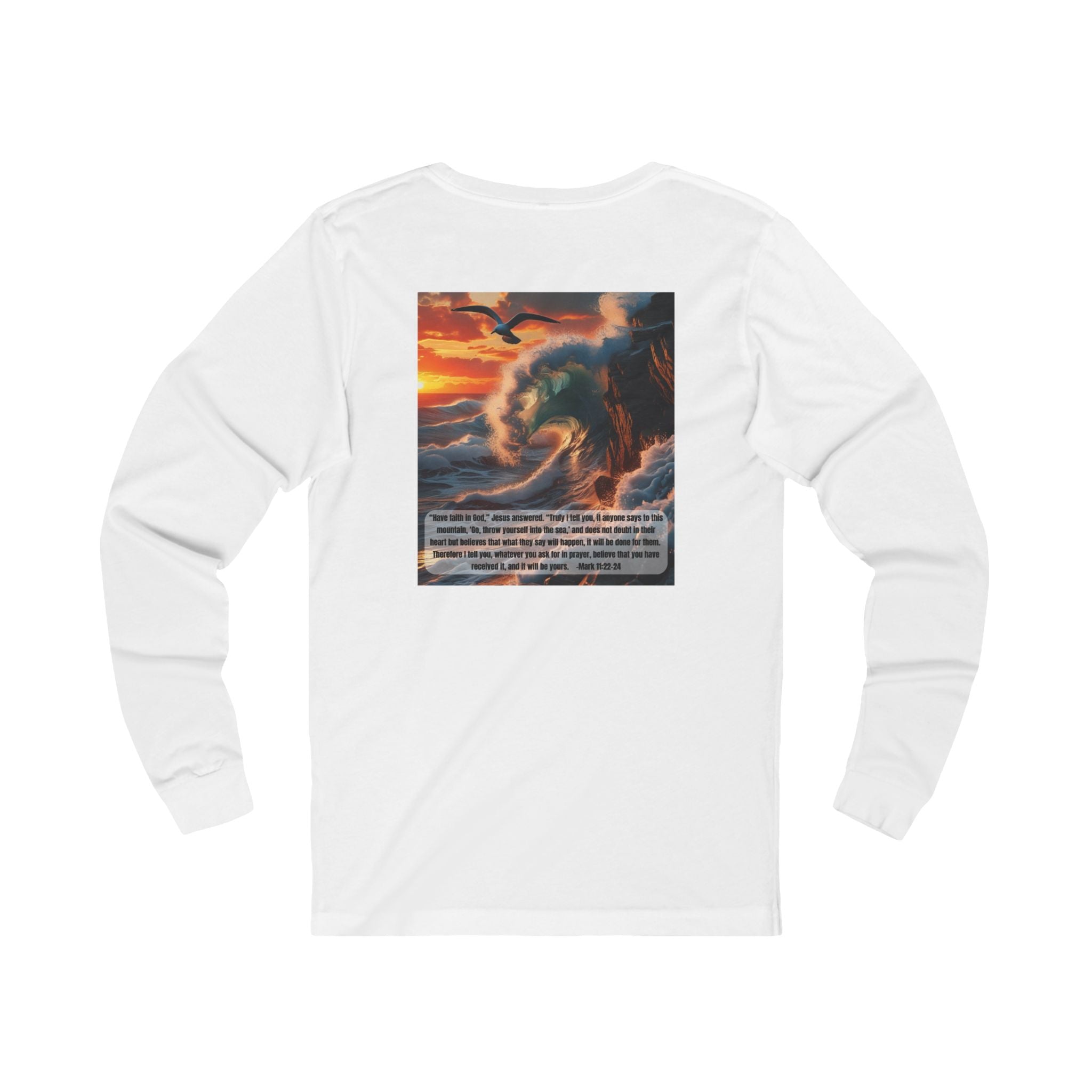 Living Anchored Jersey Long Sleeve Tee – Bird & Wave with Mark 11:22-24