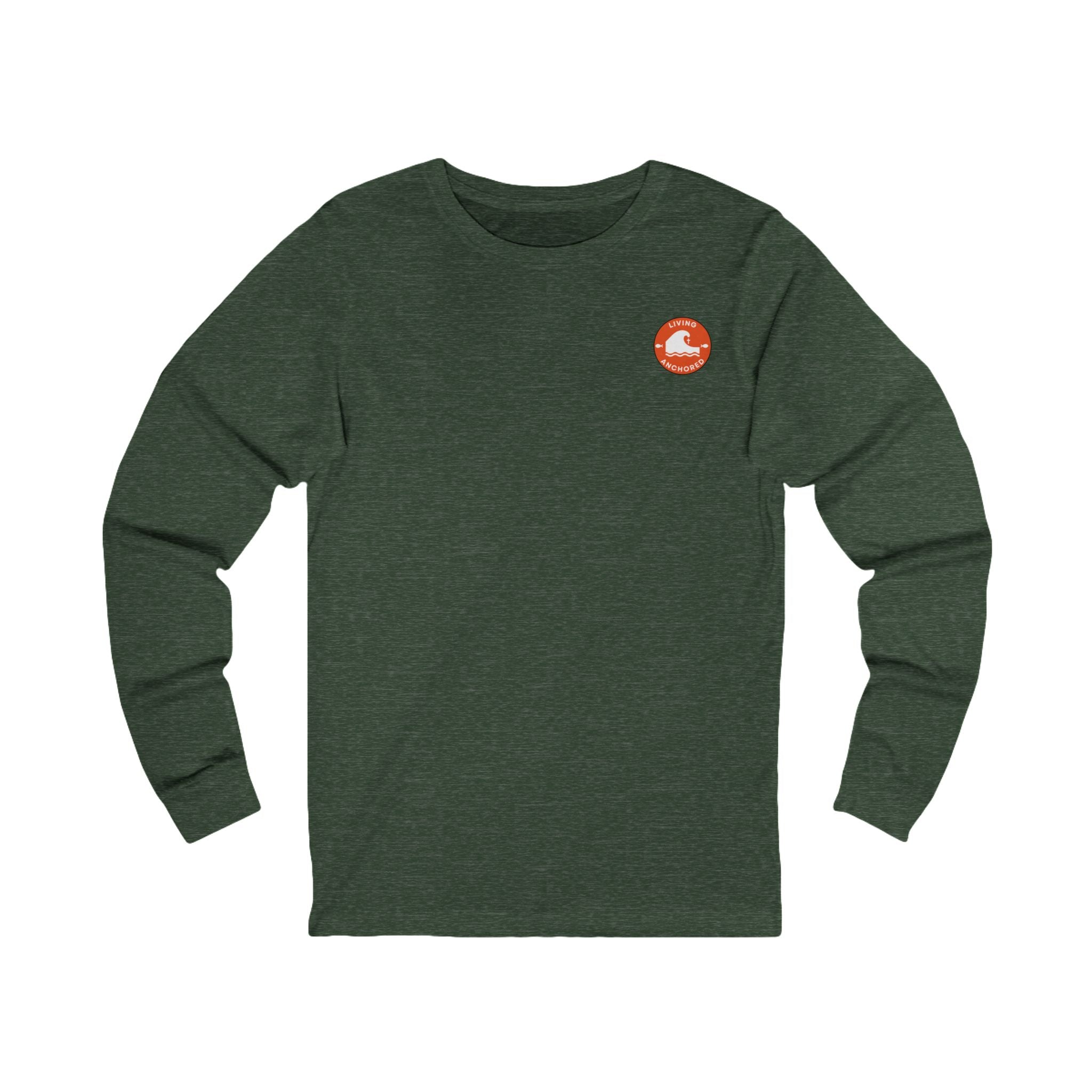 Living Anchored Jersey Long Sleeve Tee – Proverbs 3:5-6 Horse & Lighthouse Design