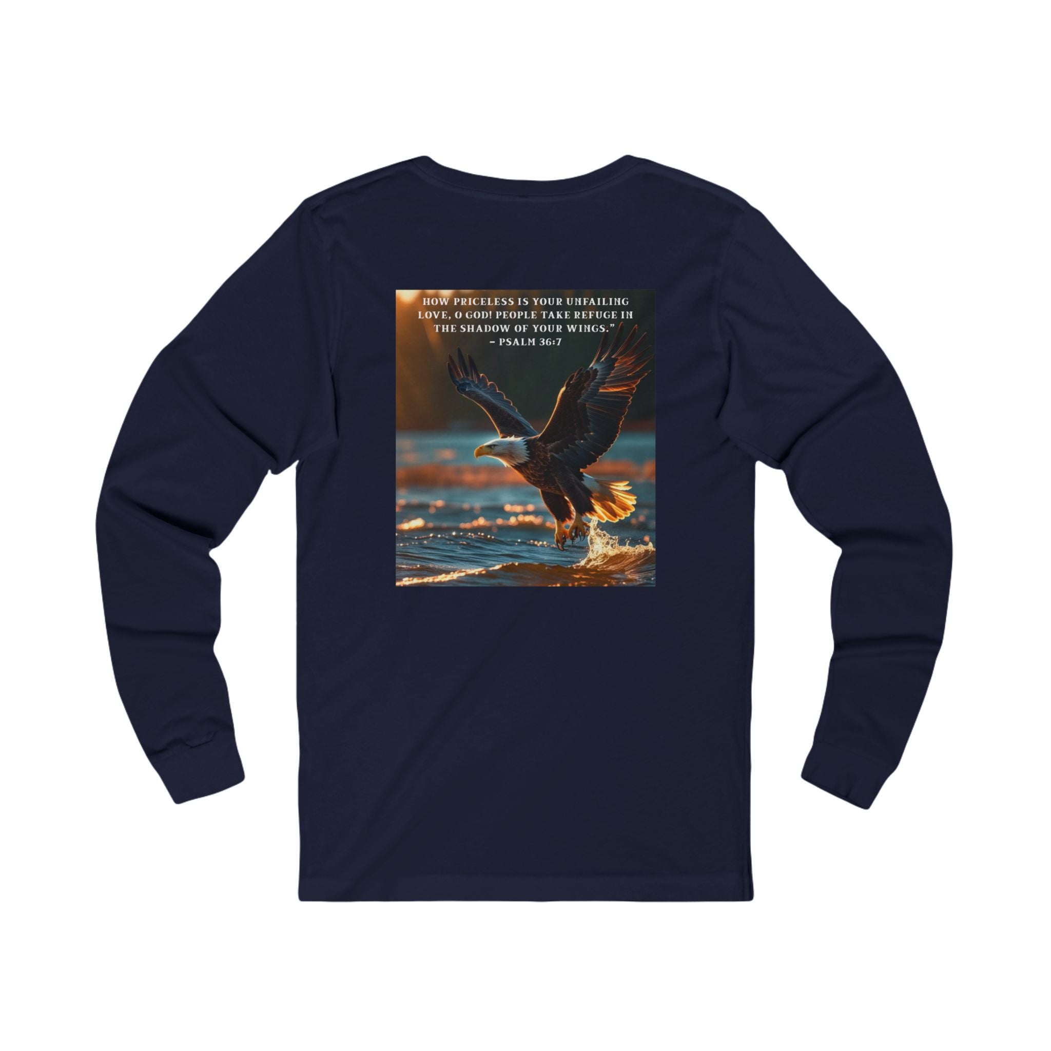 Living Anchored – Eagle & Psalm 36:7 Jersey Long Sleeve Tee 1