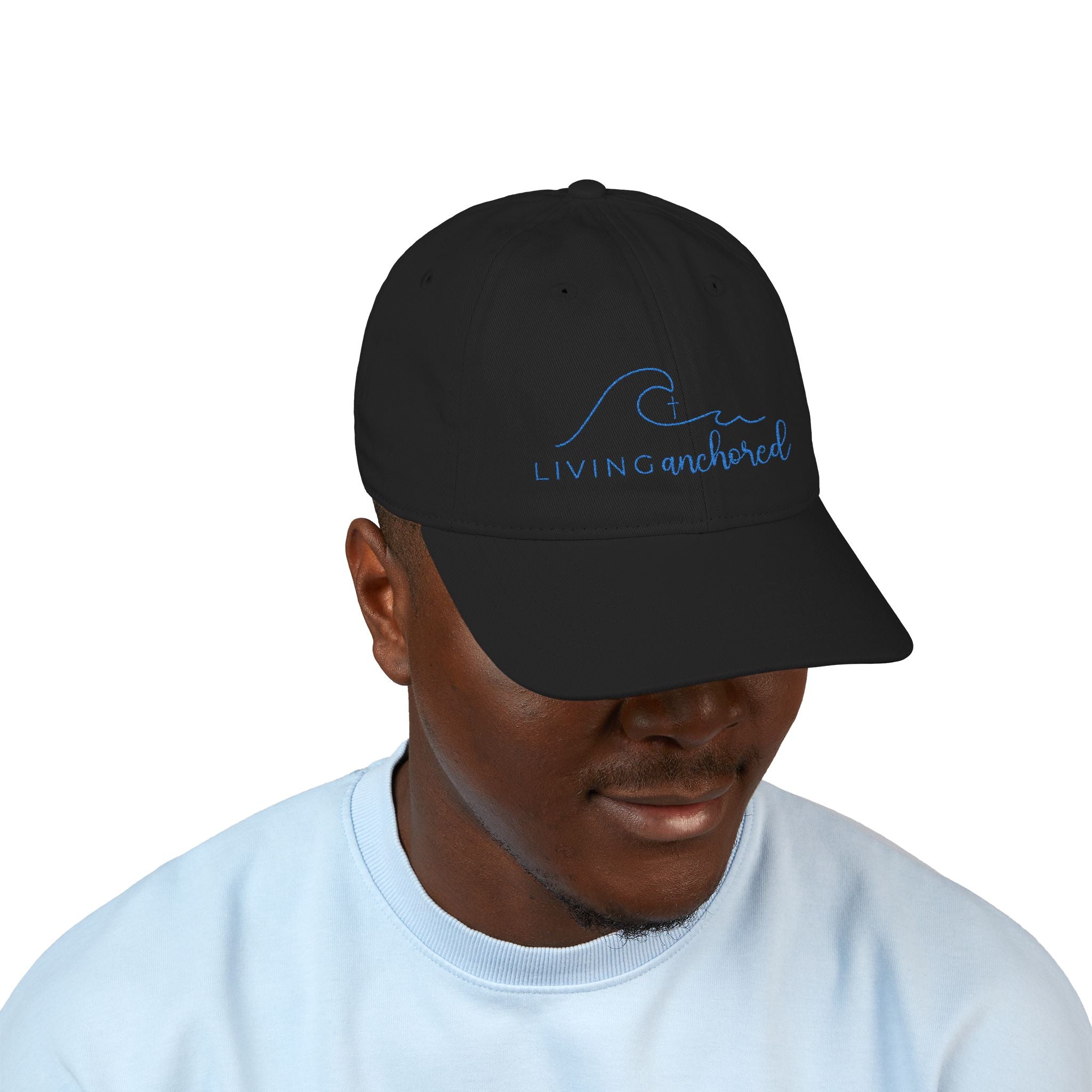 Living Anchored Organic Baseball Cap – Blue Thread Edition