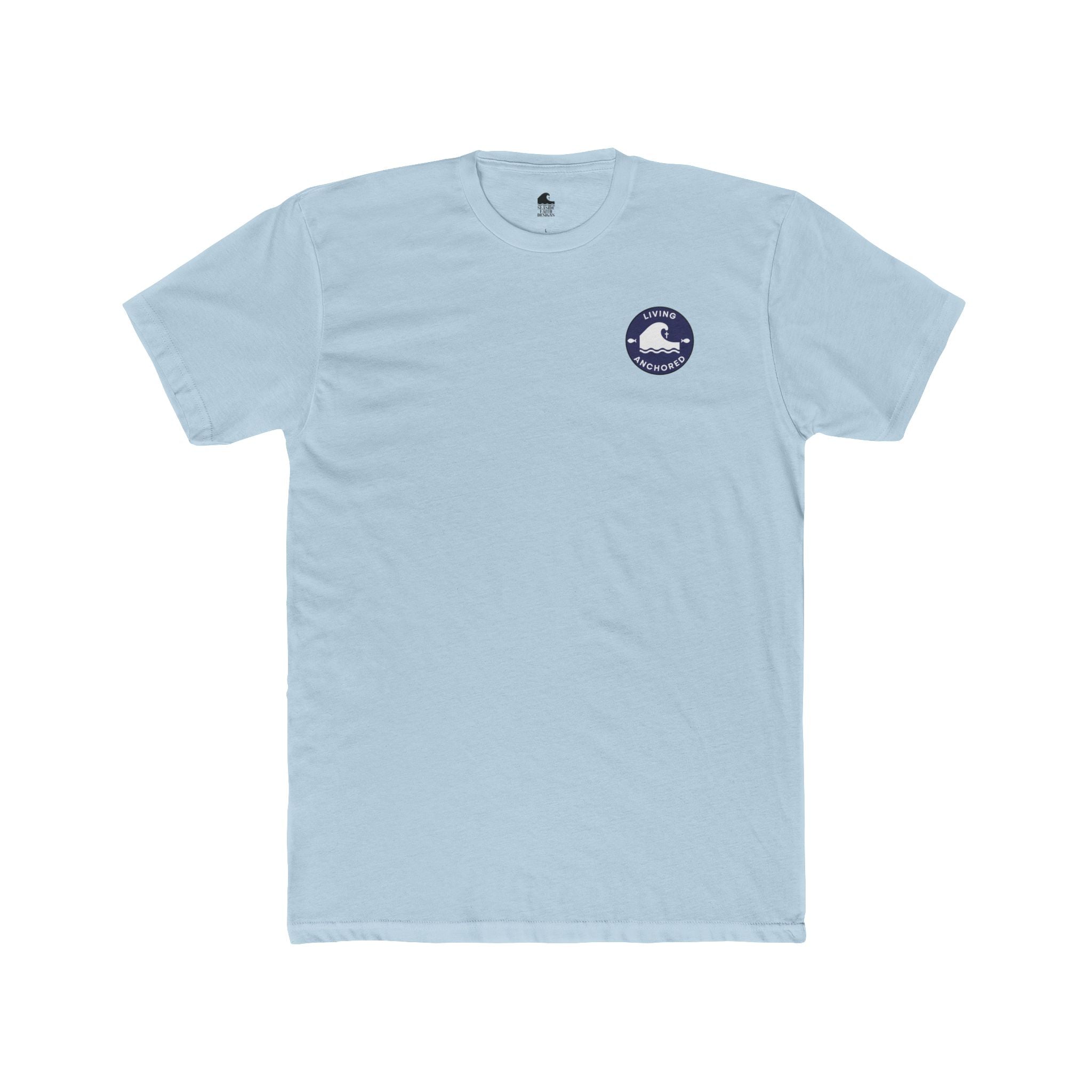 Unisex Cotton Crew Tee – Living Anchored | Mark 11:22-24 Bird & Wave Design