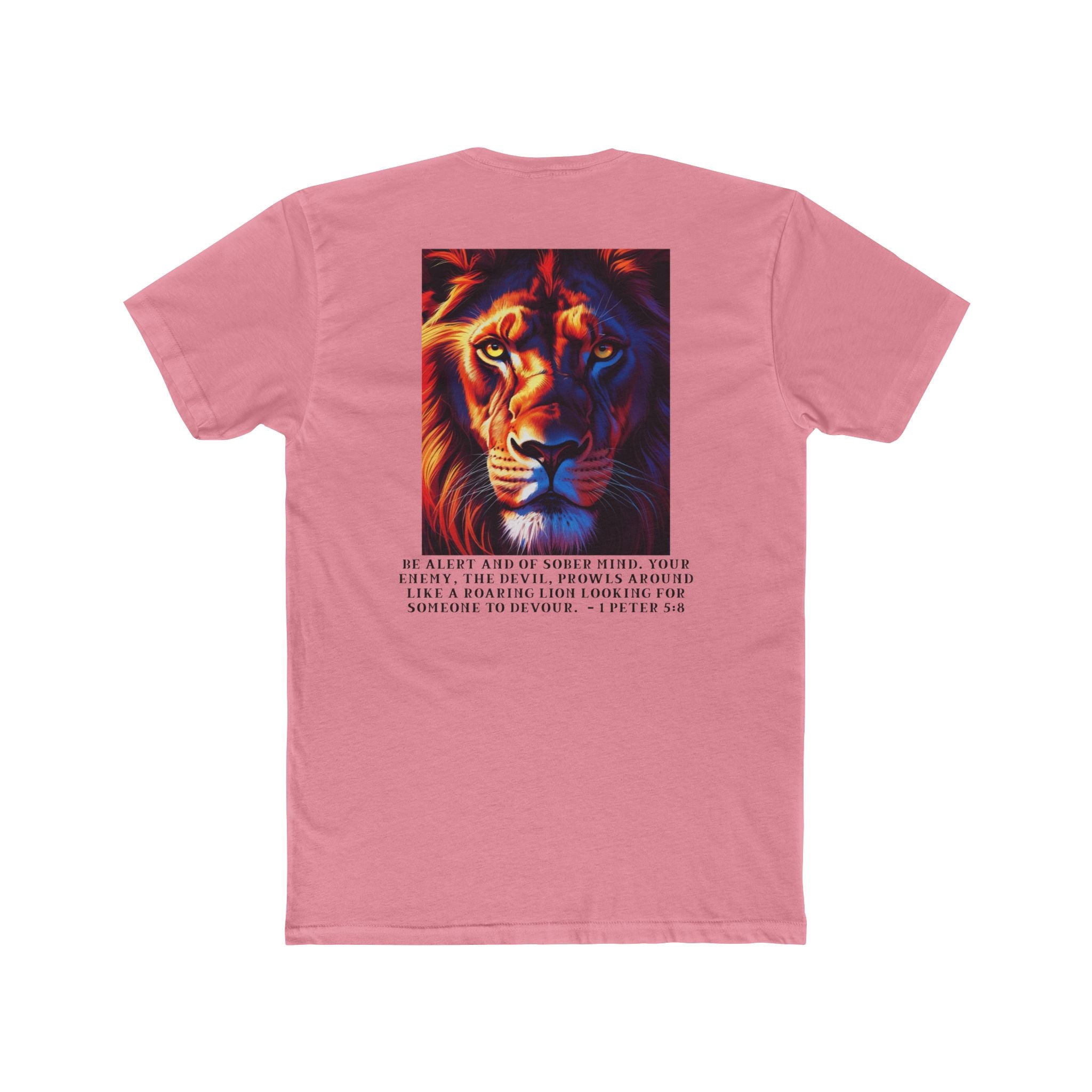 Unisex Cotton Crew Tee – Living Anchored | Lion Design with 1 Peter 5:8 (black text)