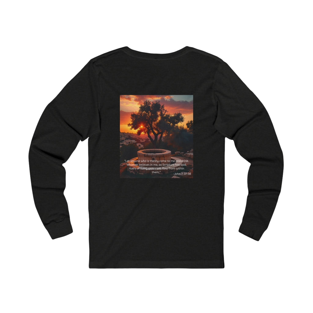 Living Anchored Jersey Long Sleeve Tee – Well at Sunset (John 7:37-38)