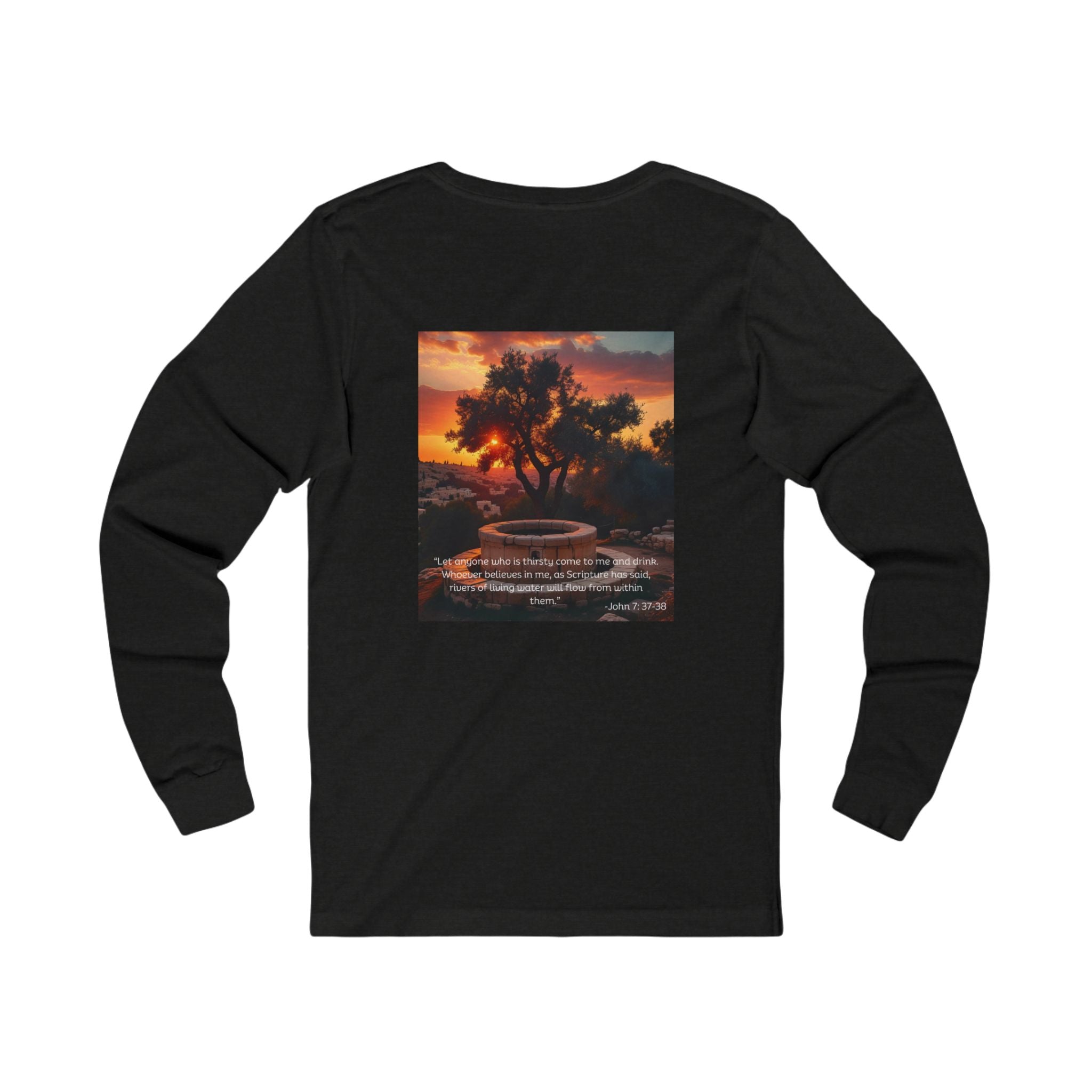 Living Anchored Jersey Long Sleeve Tee – Well at Sunset (John 7:37-38)