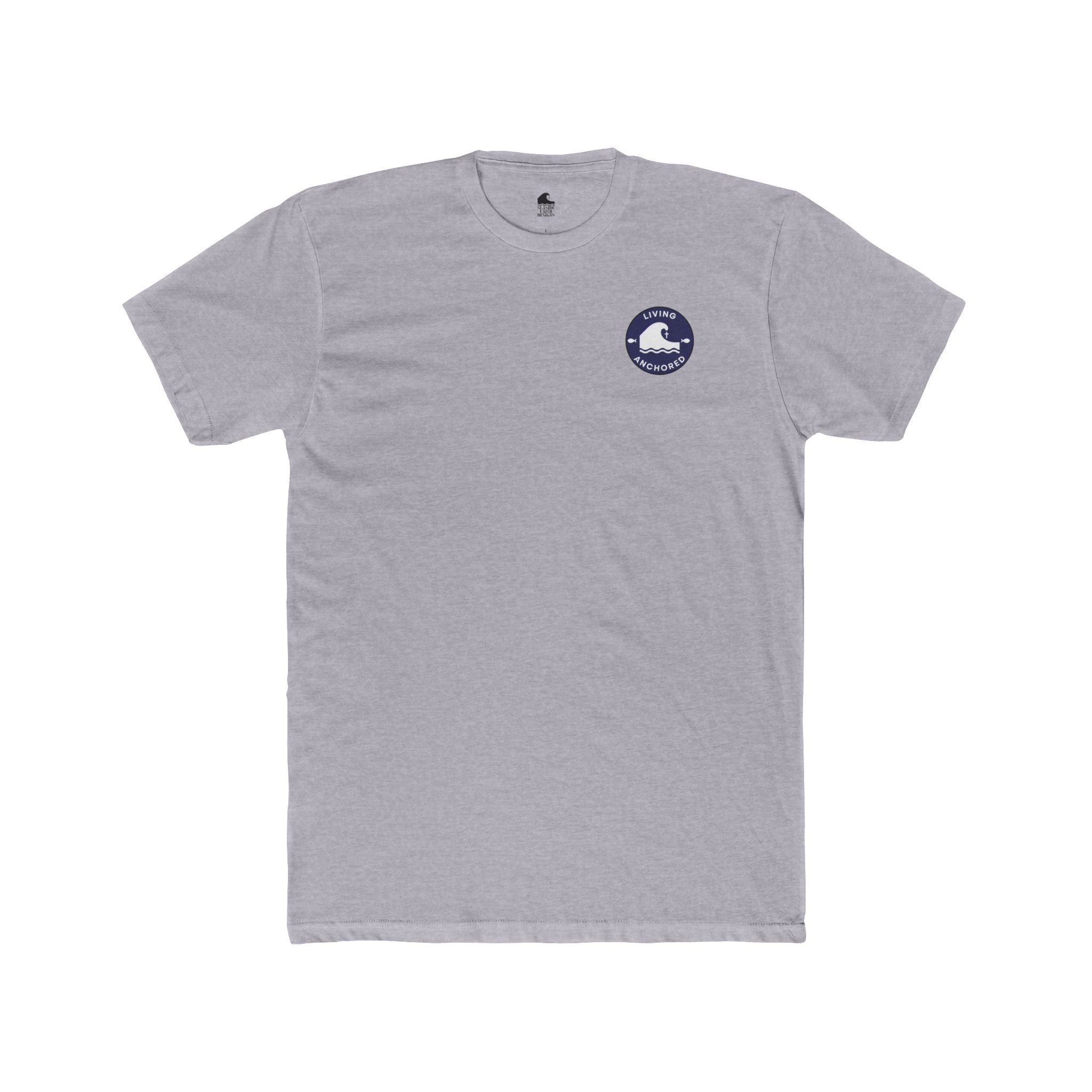 Unisex Cotton Crew Tee – Living Anchored | Mark 11:22-24 Bird & Wave Design