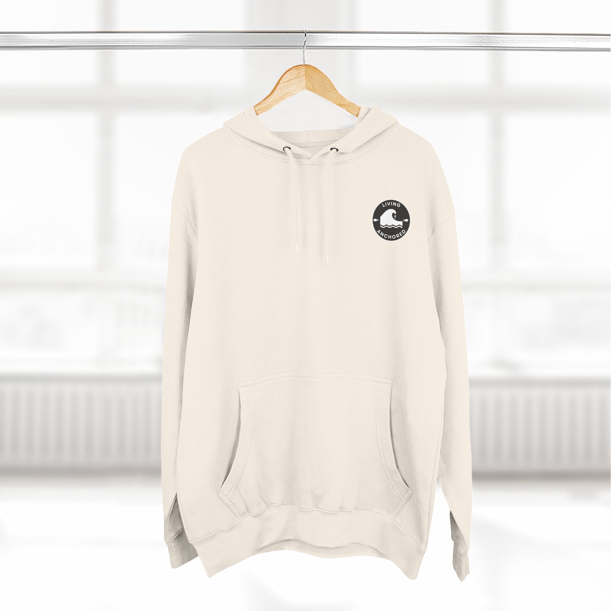 Living Anchored Fleece Hoodie – Fishing Sunset with Psalm 143:8