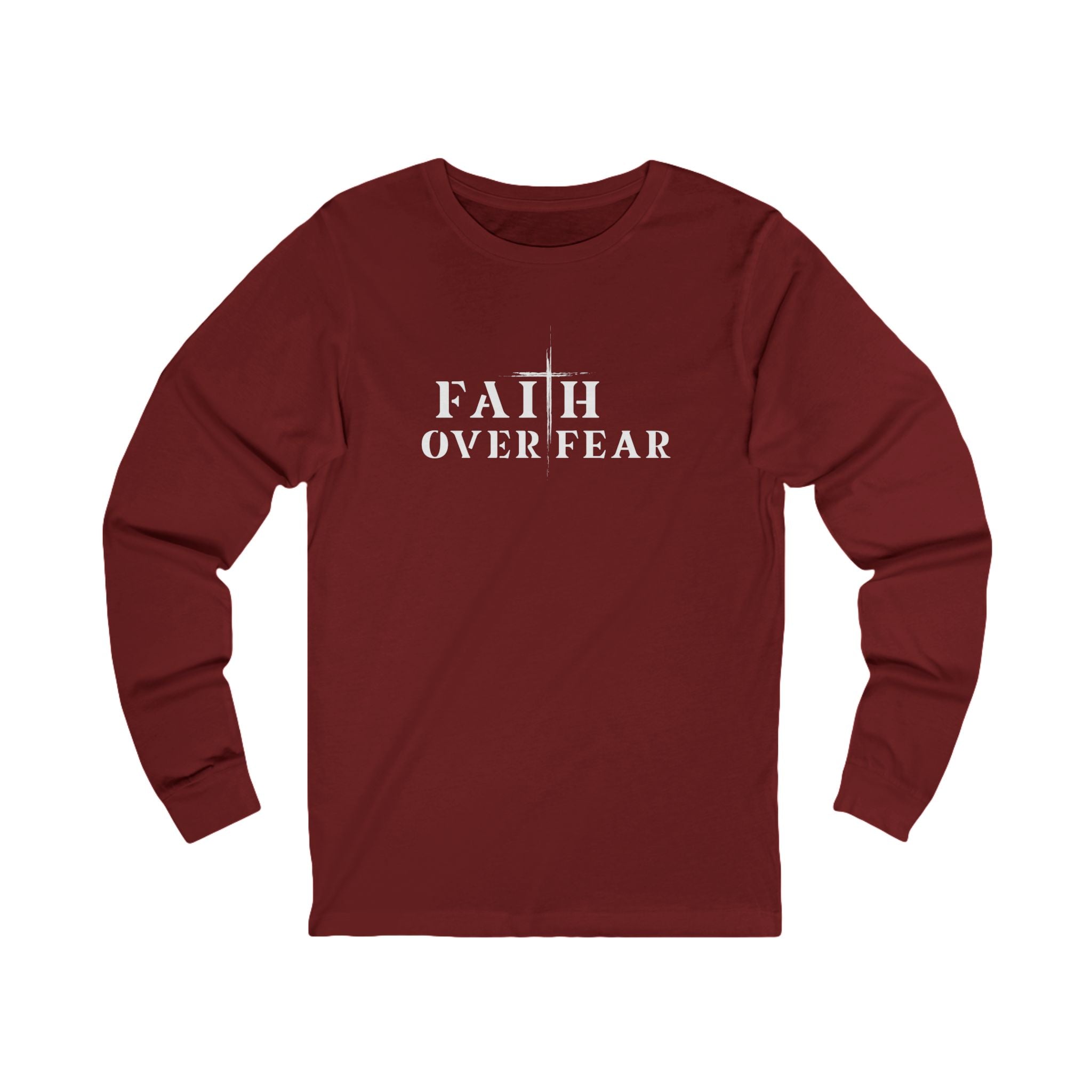 Faith Over Fear Long Sleeve Tee – Proverbs 29:25 (White Font)