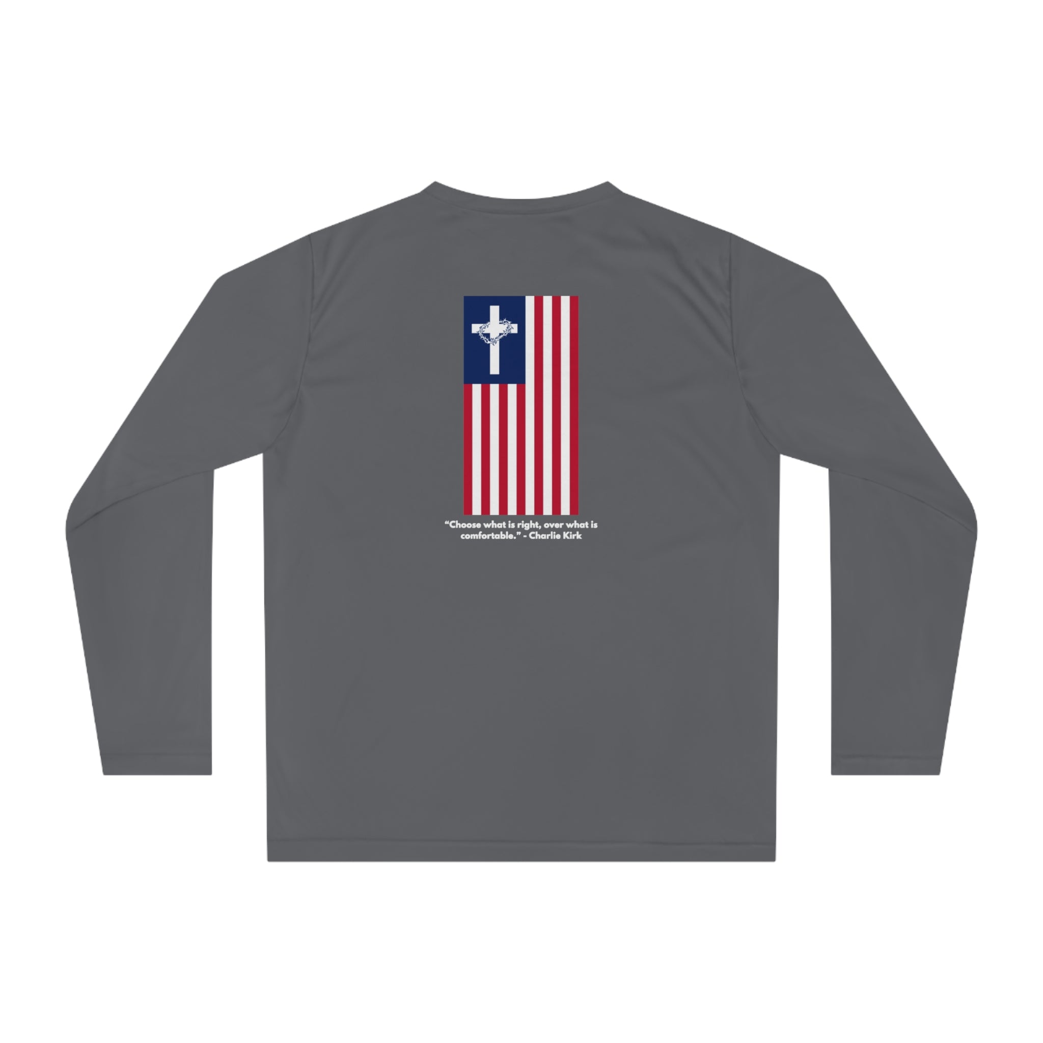 Women’s Long Sleeve Shirt – ABIDE- Charlie Kirk Tribute (3 colors available)