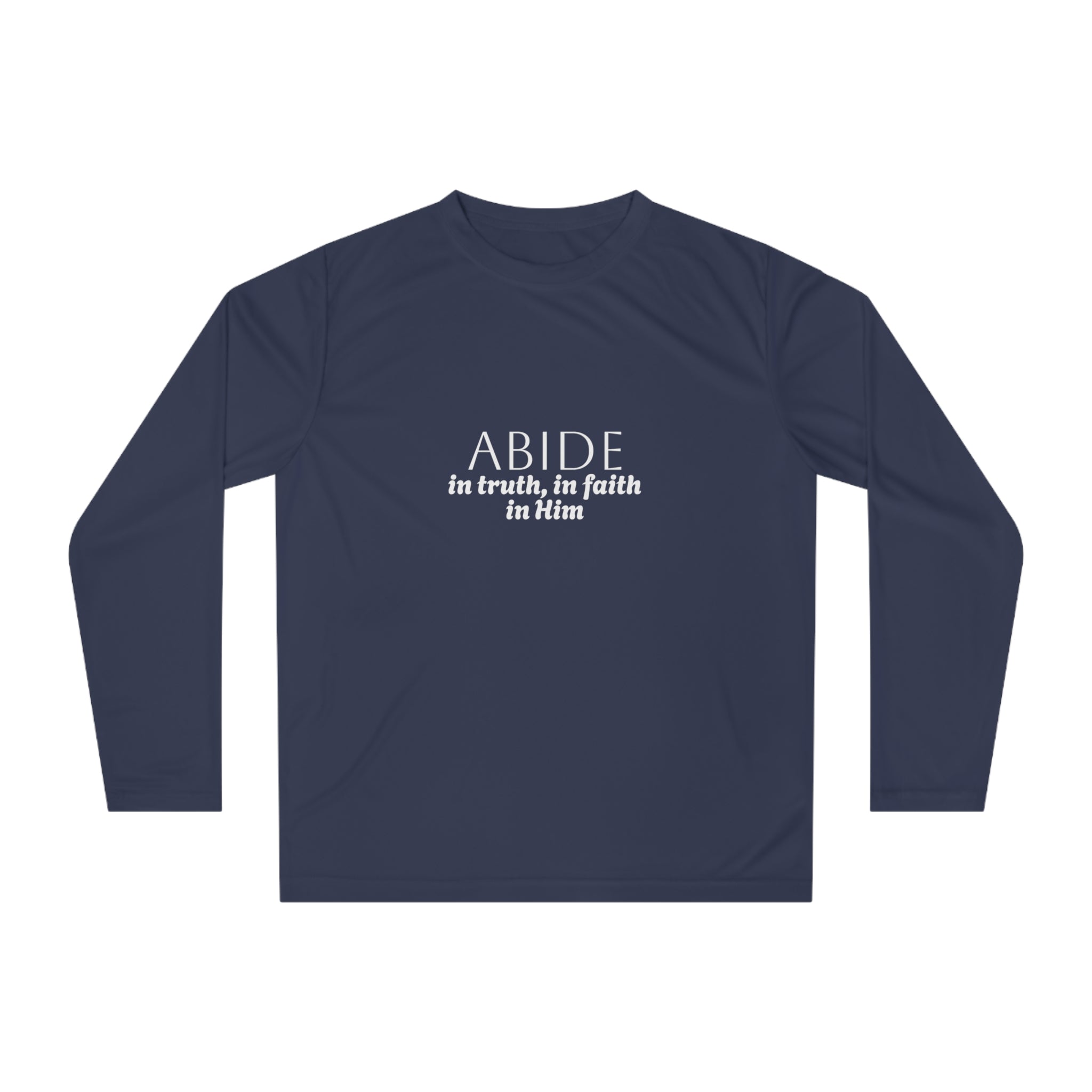 Women’s Long Sleeve Shirt – ABIDE- Charlie Kirk Tribute (3 colors available)