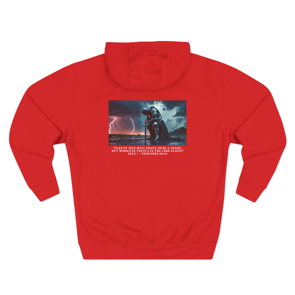 Faith Over Fear Fleece Hoodie – Proverbs 29:25 (white font)
